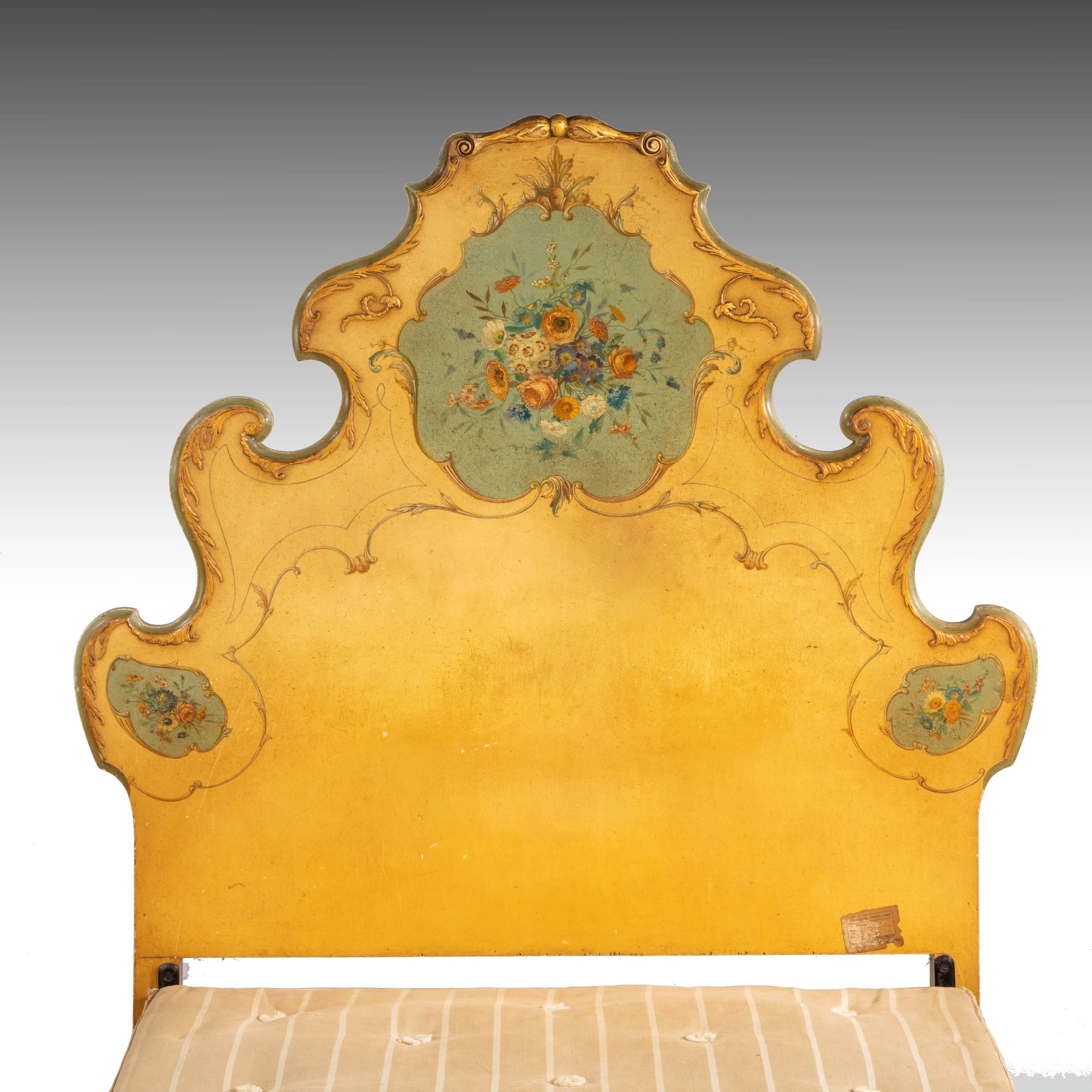 English Very Stylish Early 20th Century Single Bed with a Rococo Headboard
