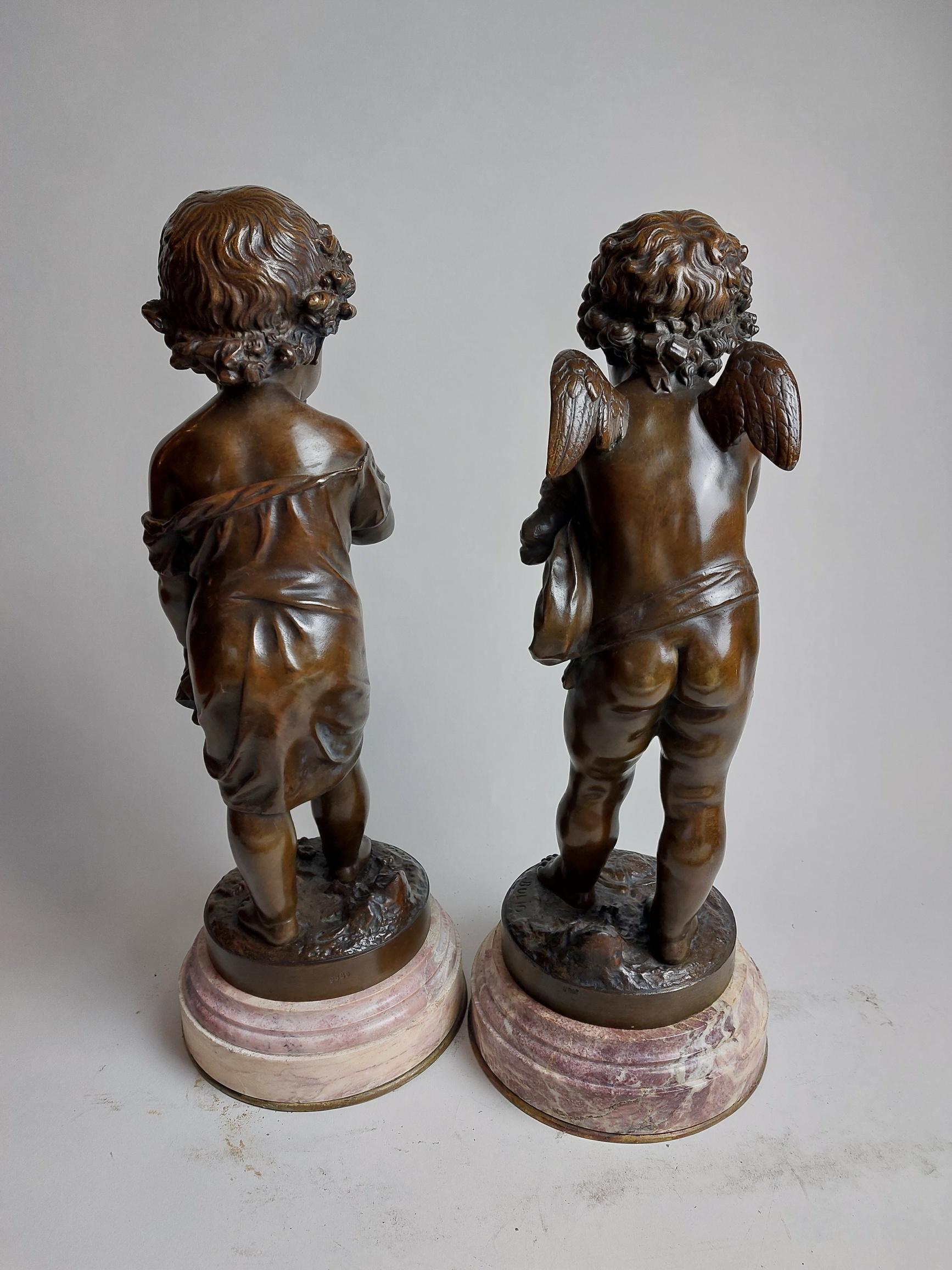 Very Sweet Pair of 19th Century French Bronzes Depicting Cherubs Signed Bulio For Sale 1
