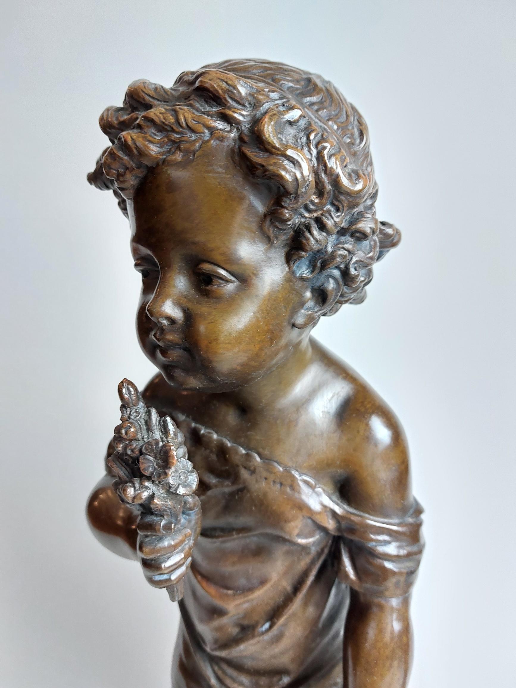 Very Sweet Pair of 19th Century French Bronzes Depicting Cherubs Signed Bulio For Sale 3