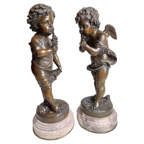 Bulio Very Sweet Pair of 19th Century French Bronzes Depicting Cherubs Signed ...