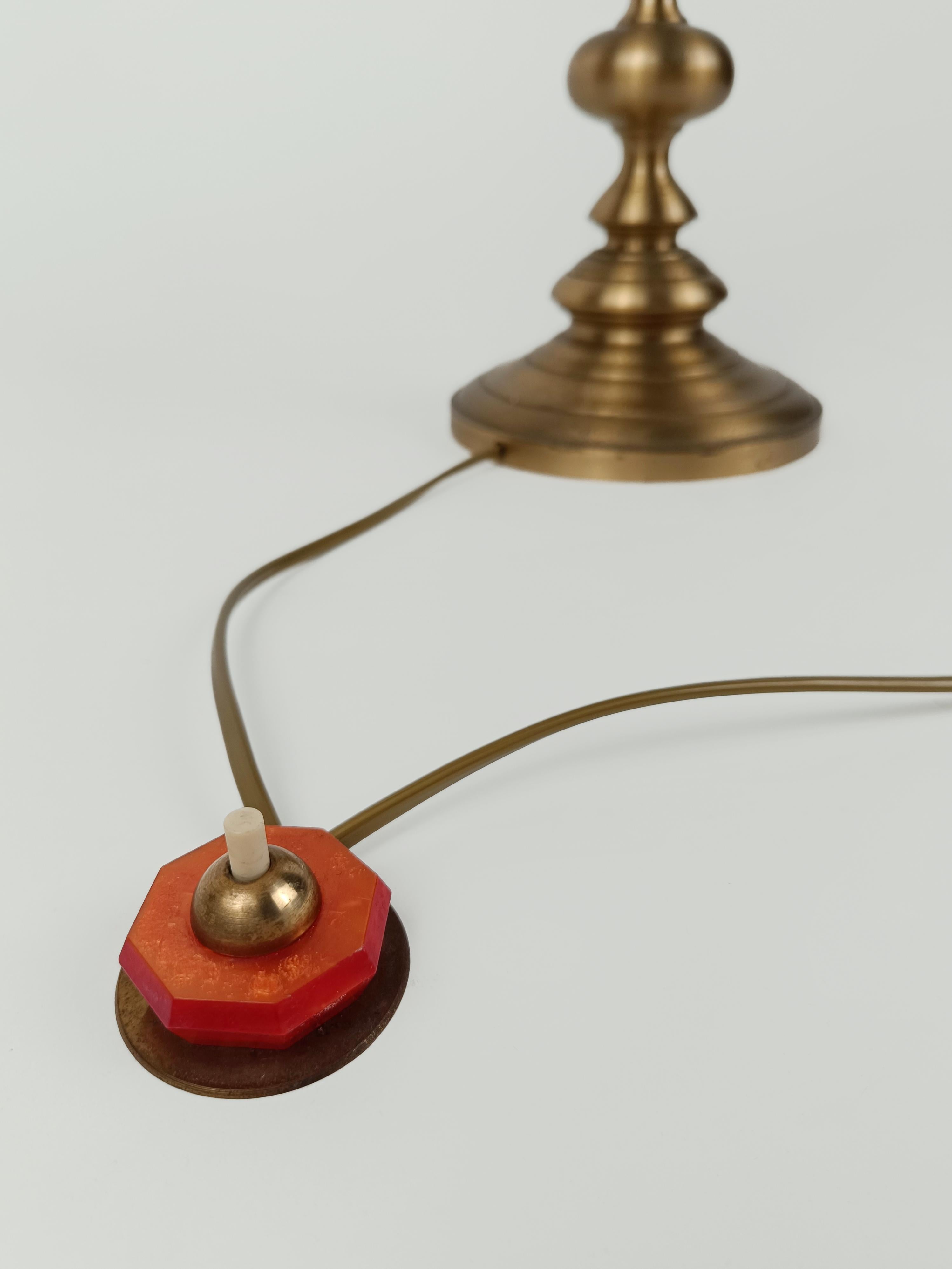 Italian A Very Tall Art Deco Bobbin Brass Candlestick Column Table Lamp, 1930s For Sale