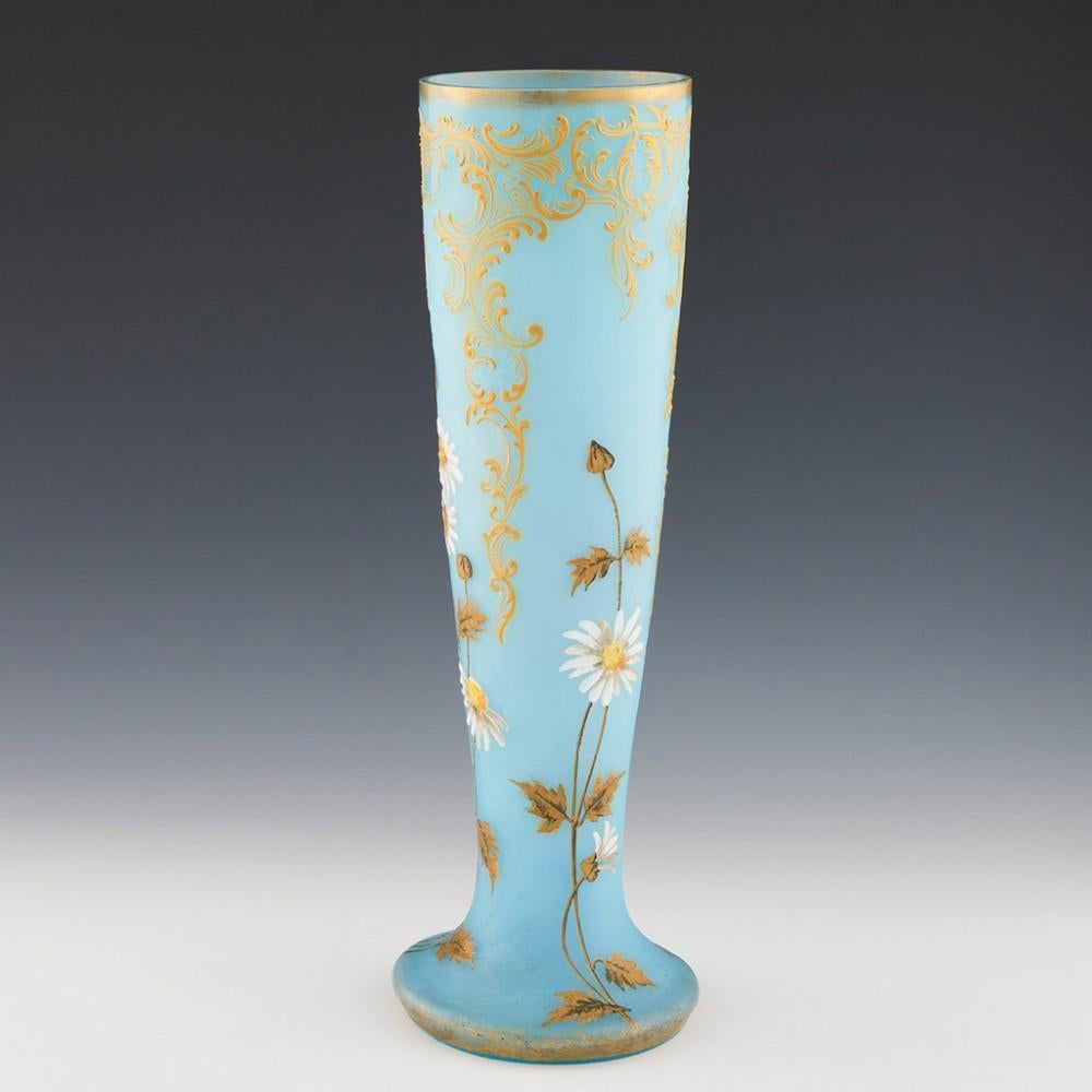 20th Century Very Tall Legras Art Nouveau Glass Enamelled Cameo Vase C1900