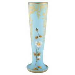 Very Tall Legras Art Nouveau Glass Enamelled Cameo Vase C1900