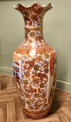 A Very Tall Oriental Ceramic Satsuma Vase   This is a superb statement piece