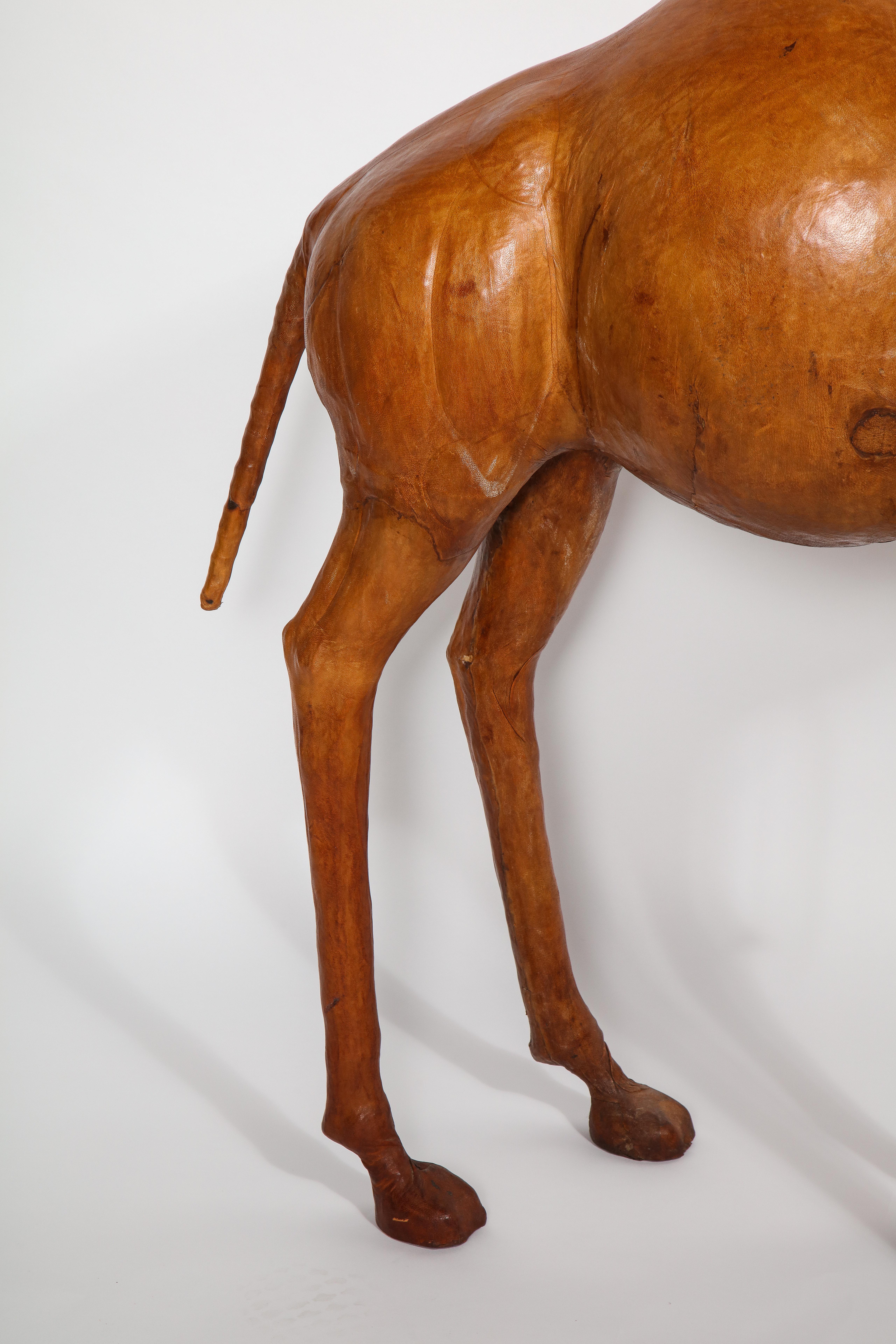 Very Unusual French 1940s Model of a Camel, Made of Tanned Leather For Sale 3