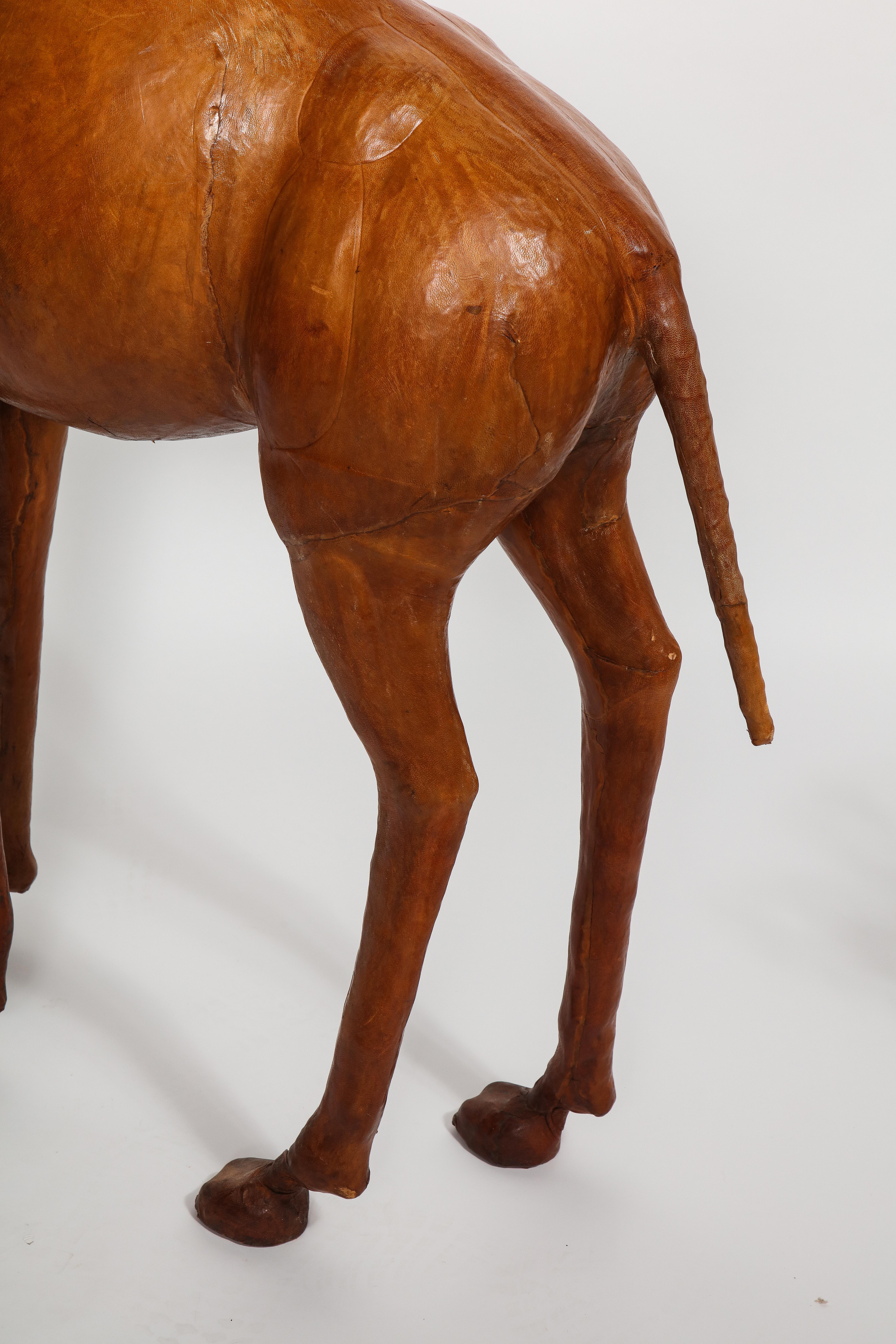 Very Unusual French 1940s Model of a Camel, Made of Tanned Leather For Sale 4