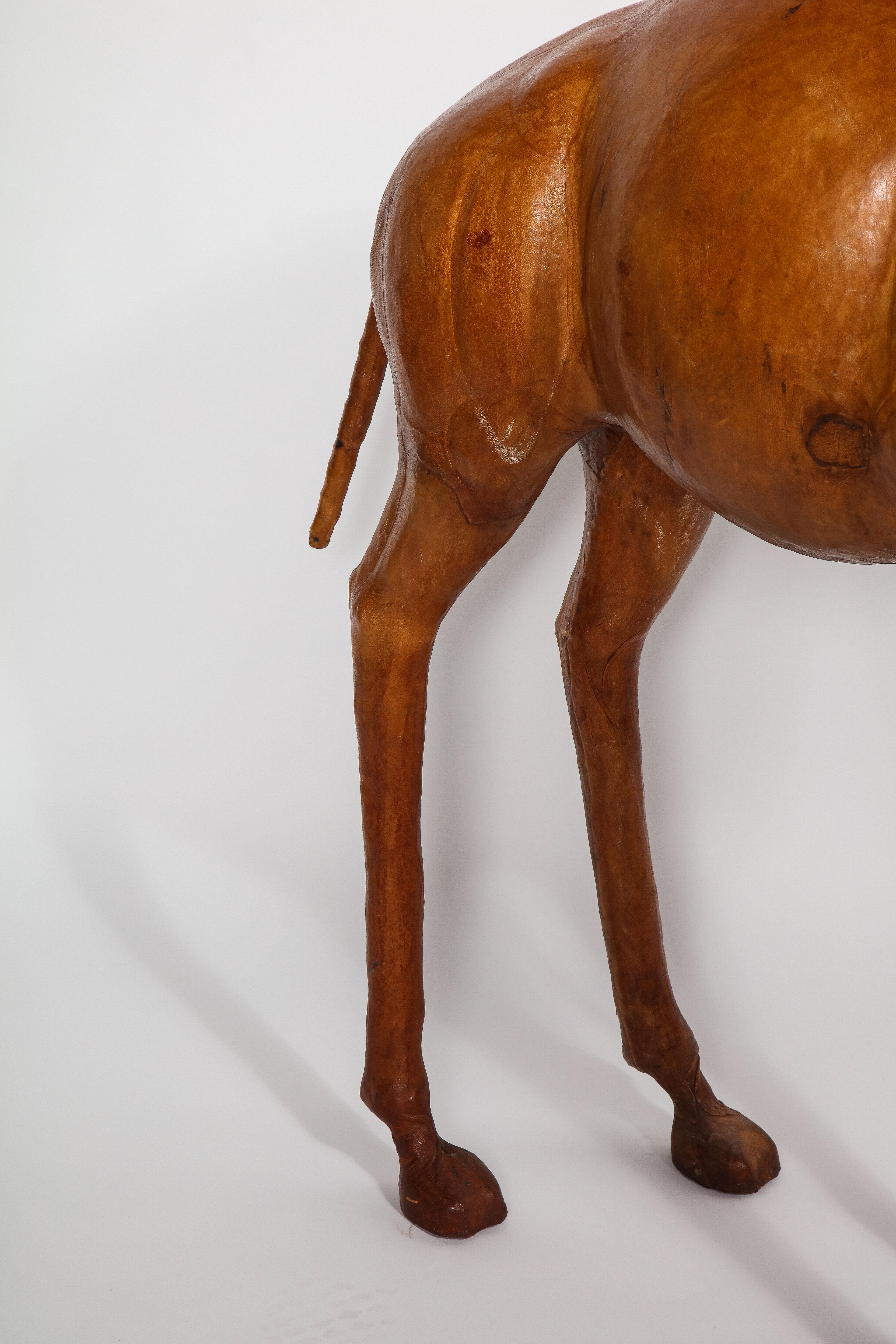 Very Unusual French 1940s Model of a Camel, Made of Tanned Leather For Sale 5