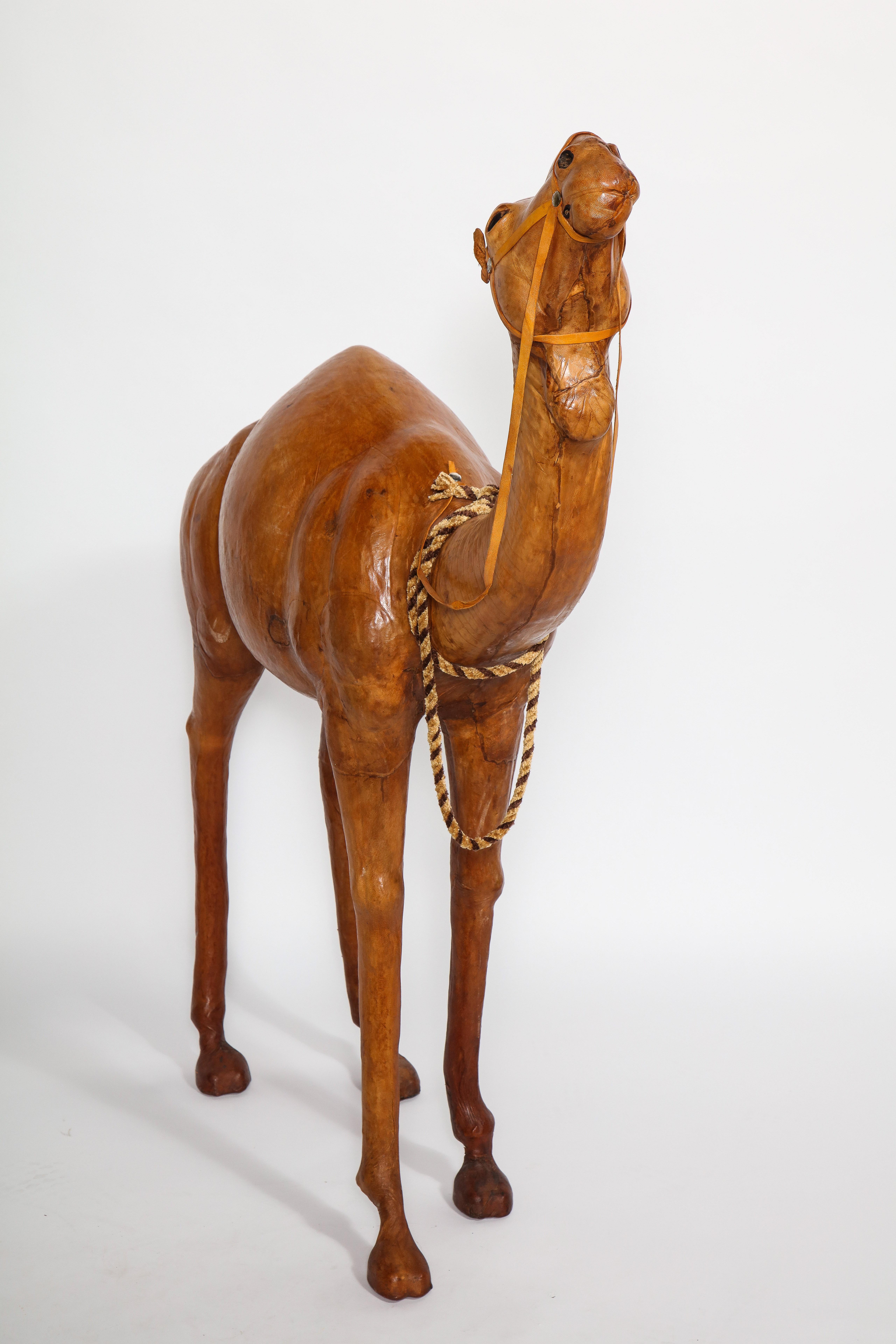 Very Unusual French 1940s Model of a Camel, Made of Tanned Leather In Good Condition For Sale In New York, NY