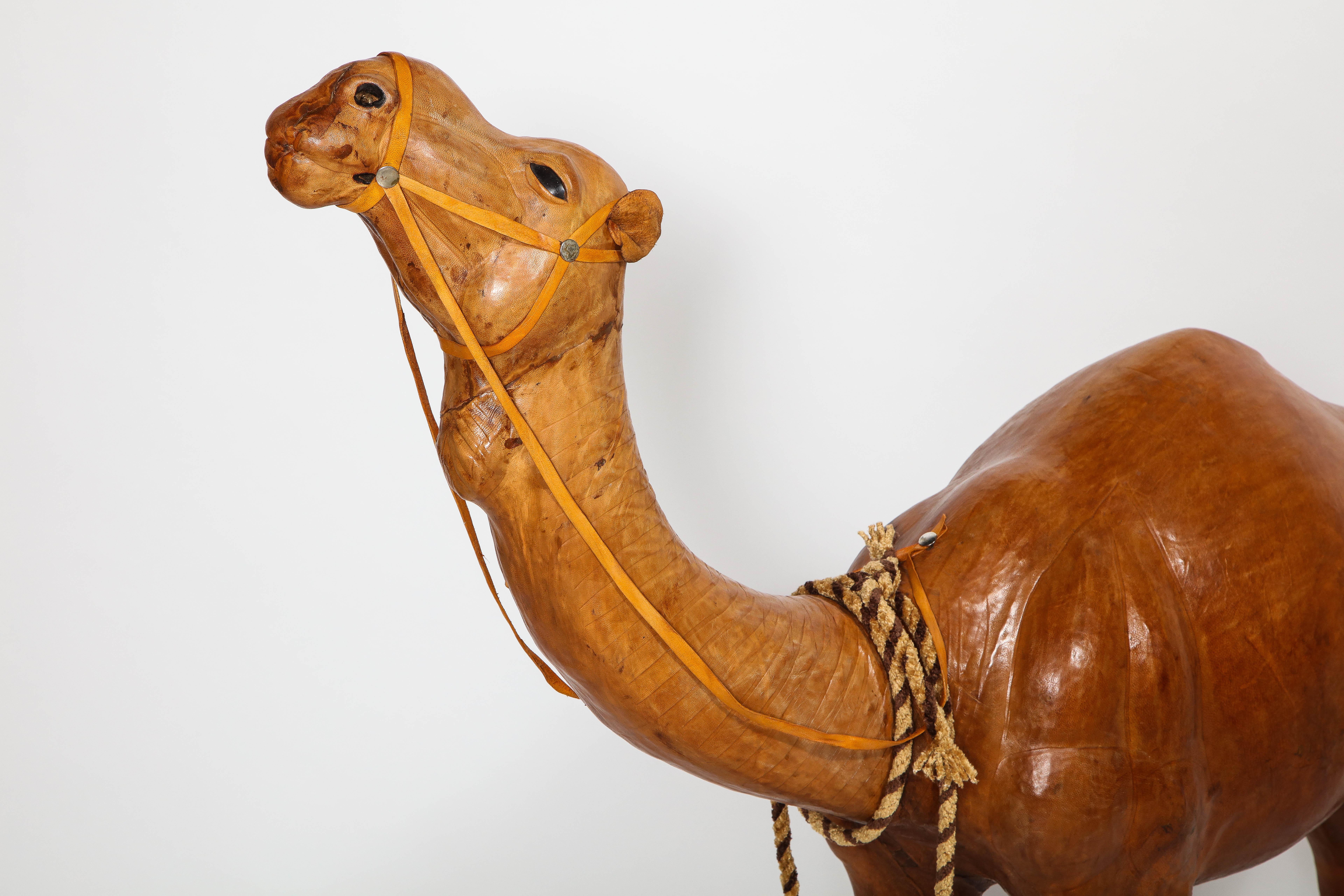 Mid-20th Century Very Unusual French 1940s Model of a Camel, Made of Tanned Leather For Sale