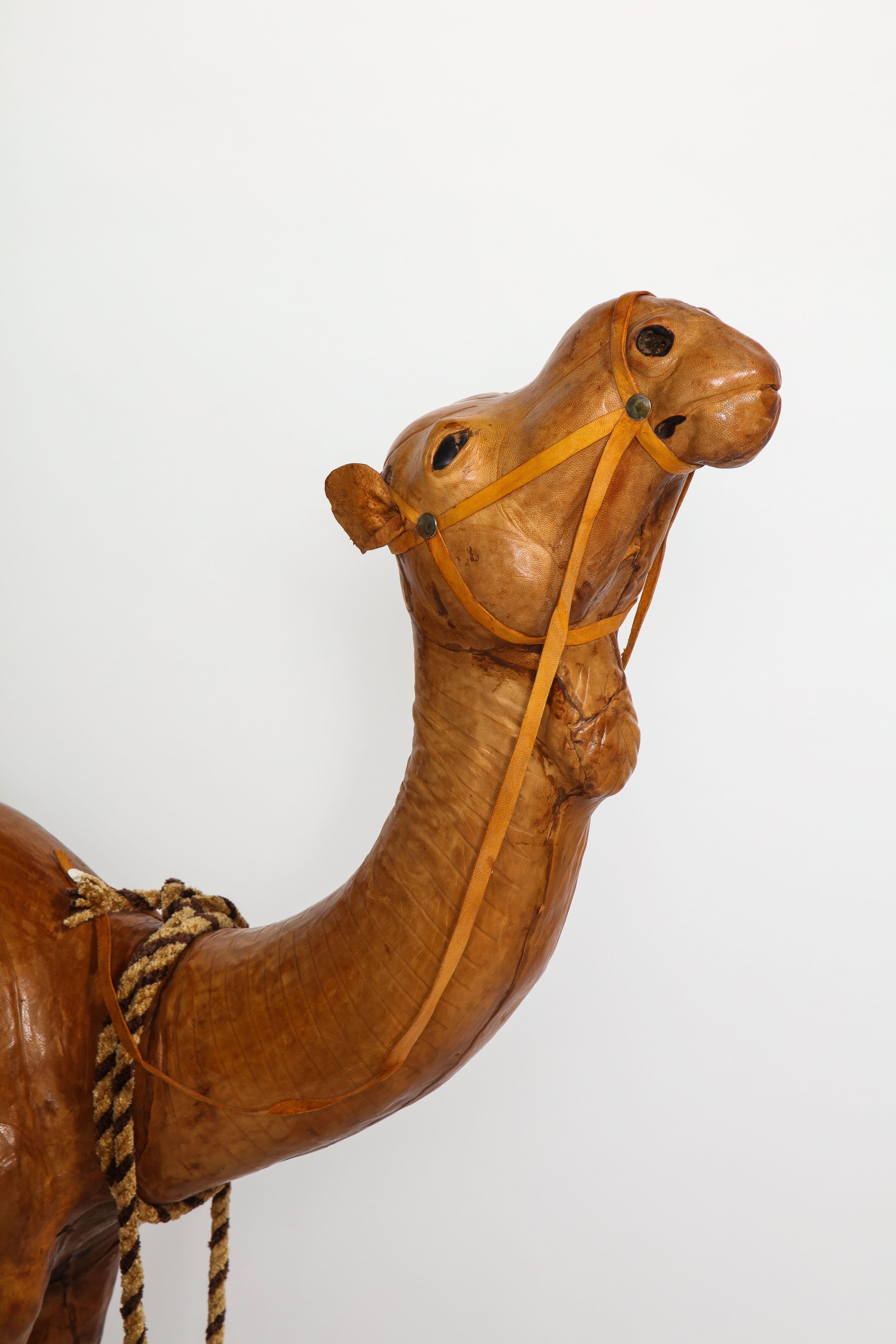 Very Unusual French 1940s Model of a Camel, Made of Tanned Leather For Sale 1