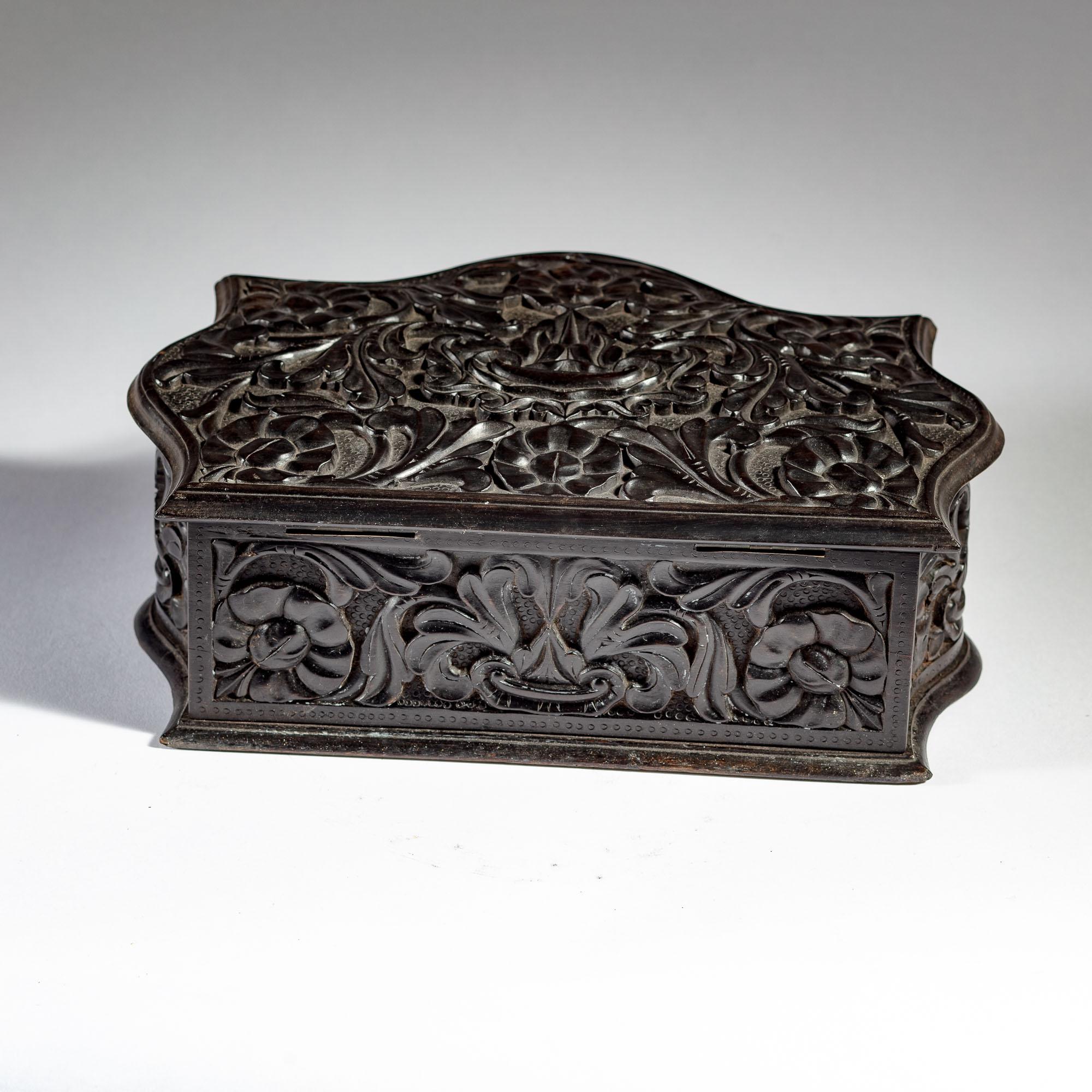 Sri Lankan Very Unusual Mid 19th Century Ceylonese Carved Ebony Workbox