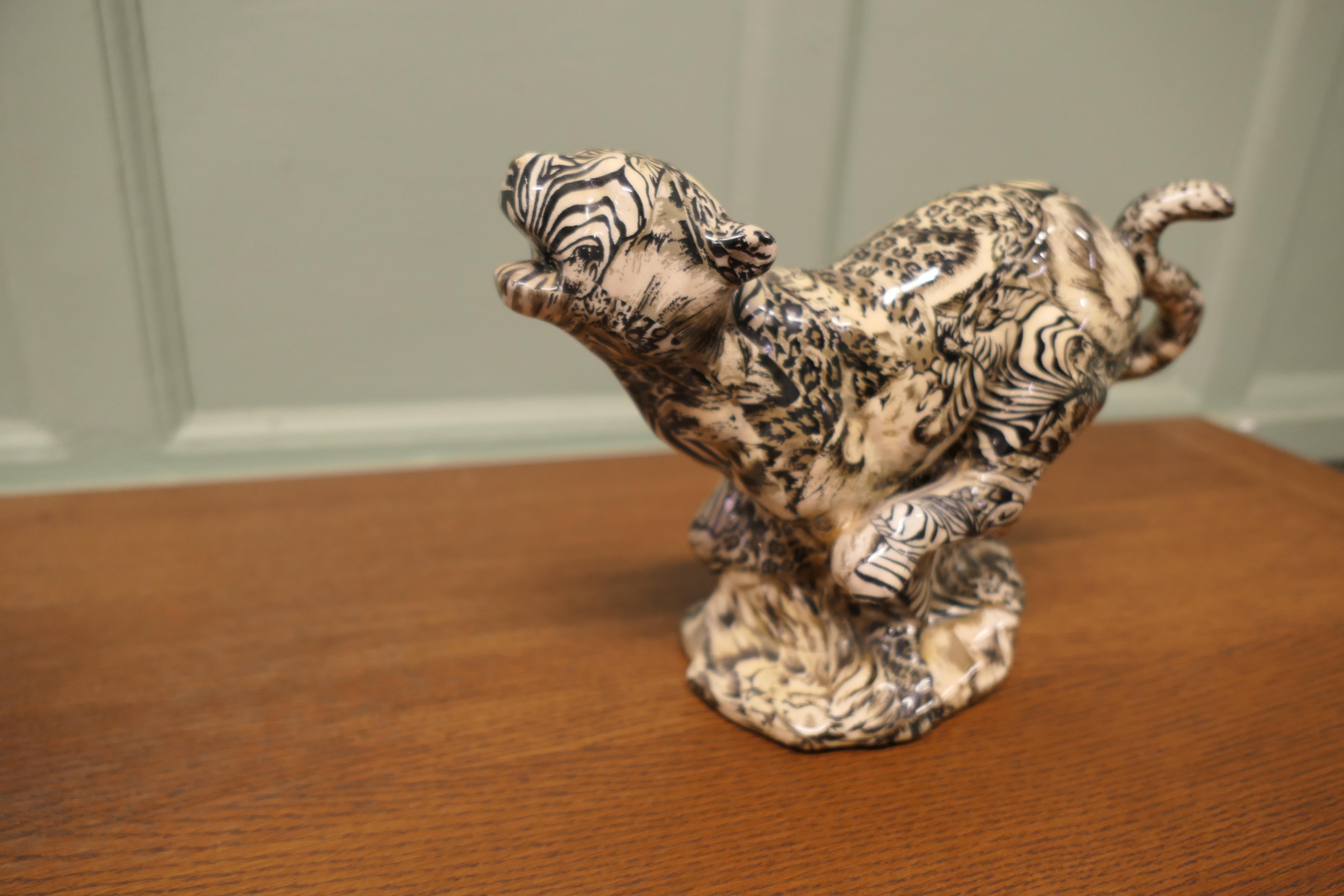 A Very Unusual Patchwork Collage Ceramic Cheetah In Good Condition For Sale In Godshill, Isle of Wight