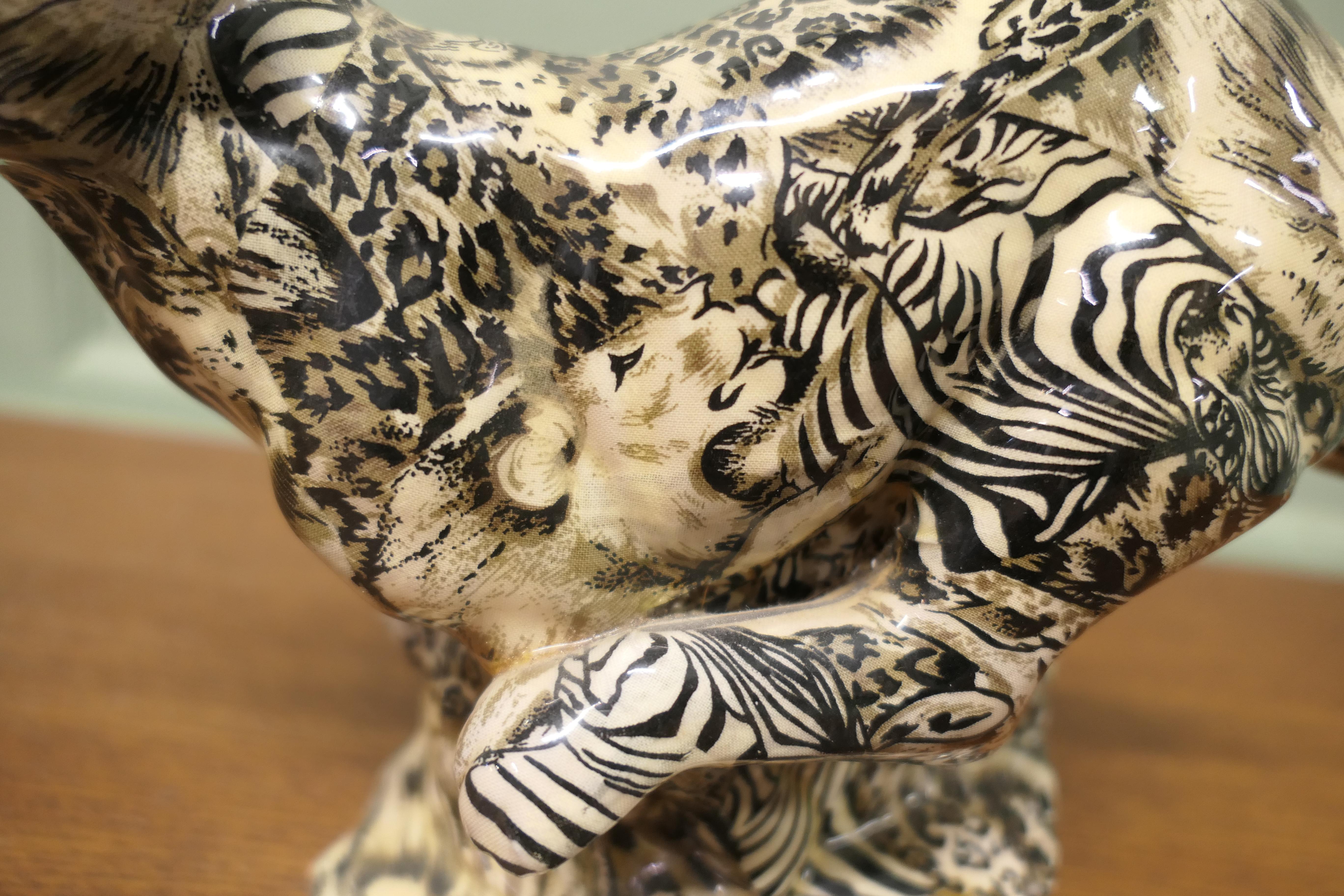 Late 20th Century A Very Unusual Patchwork Collage Ceramic Cheetah For Sale
