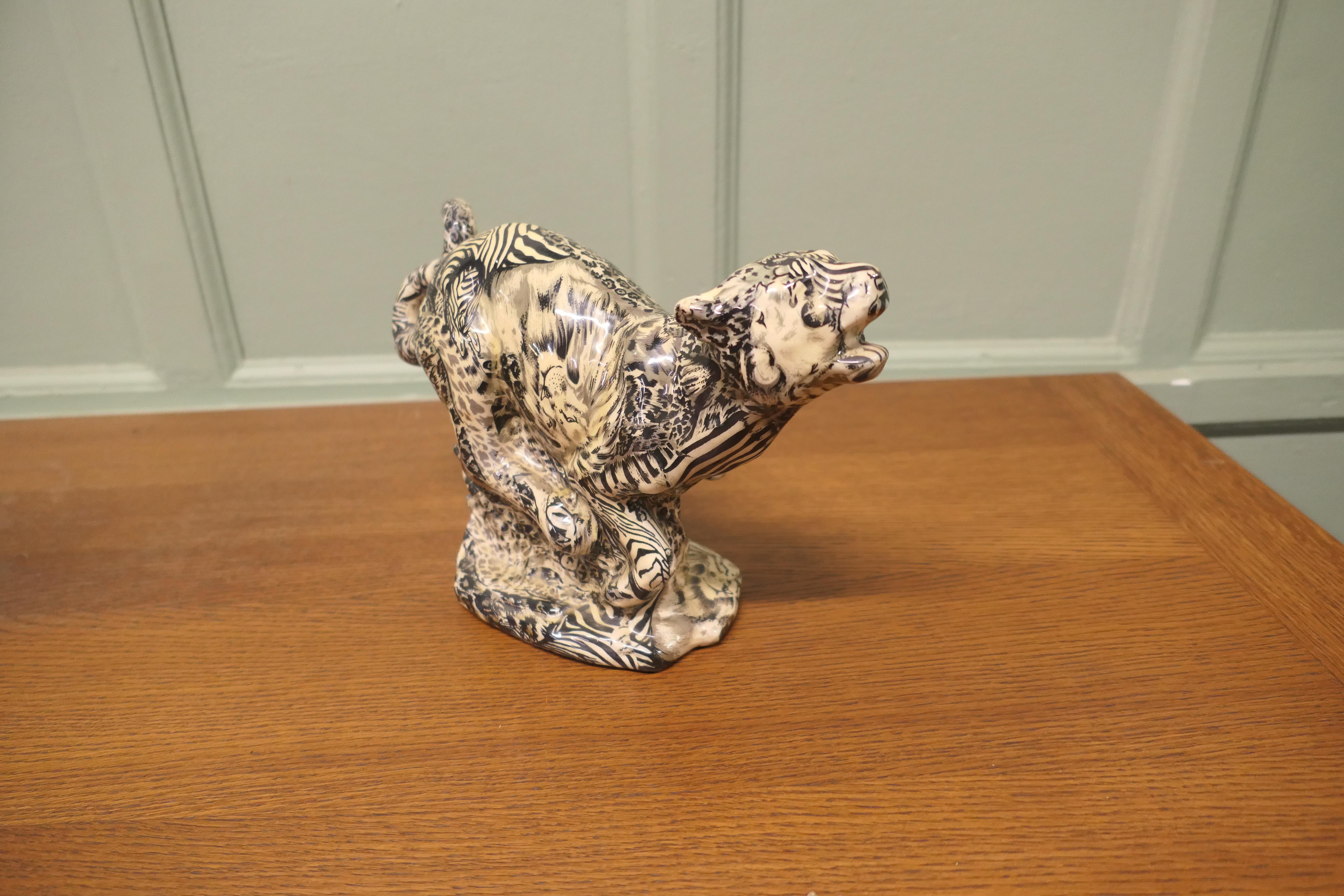 A Very Unusual Patchwork Collage Ceramic Cheetah For Sale 1