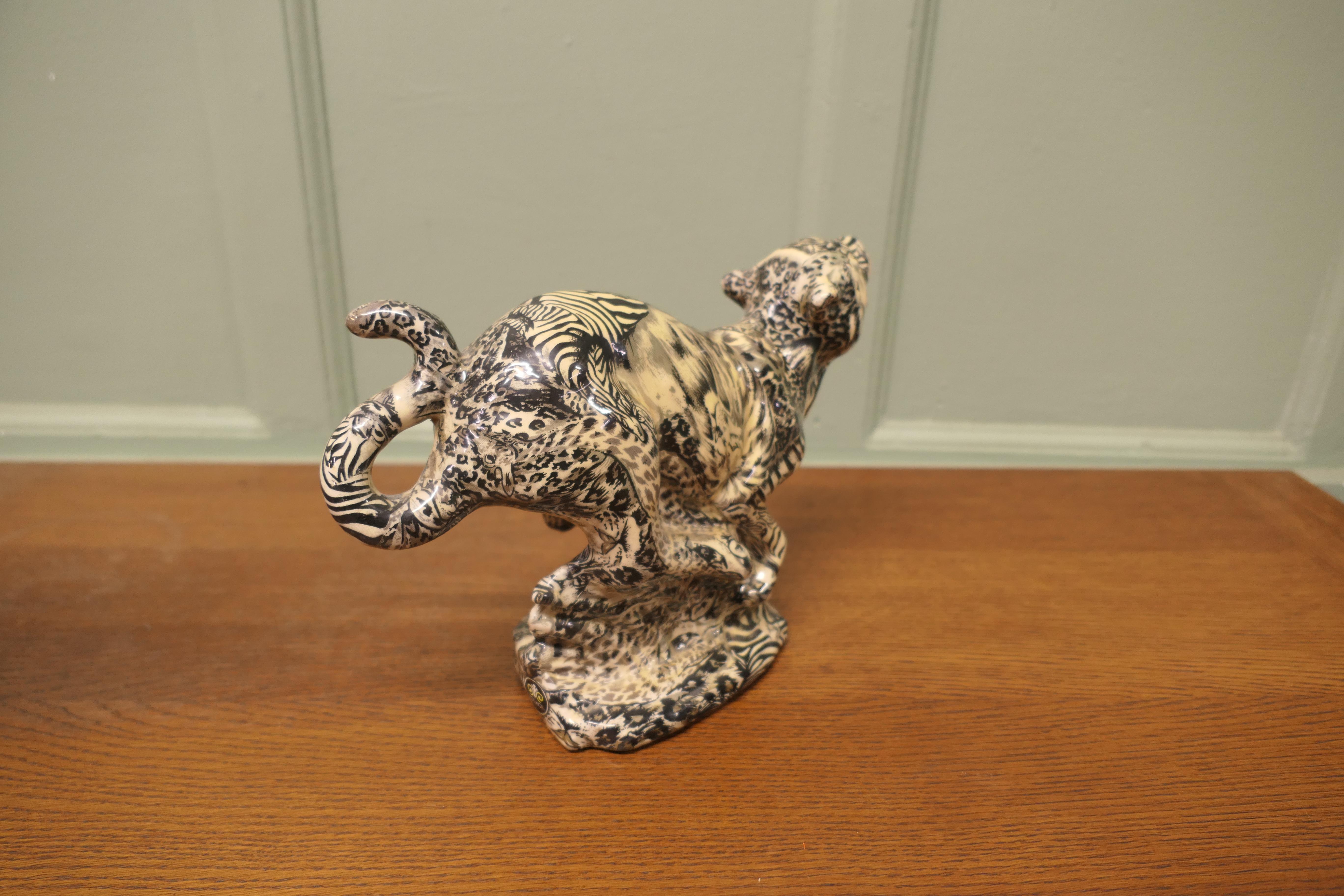 A Very Unusual Patchwork Collage Ceramic Cheetah For Sale 2