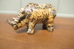 A Very Unusual Patchwork Collage Ceramic Rhinoceros.