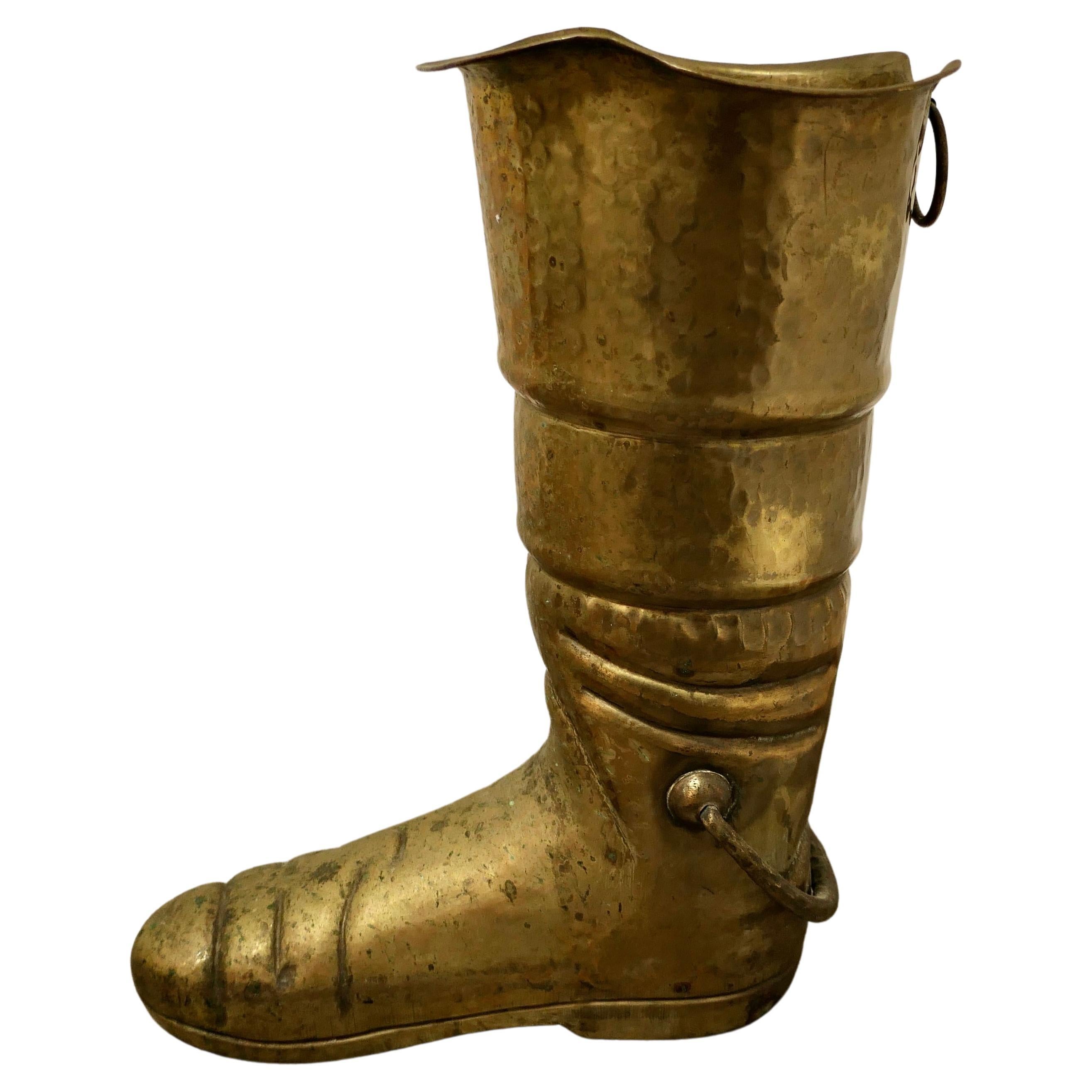 Very Unusual Stick Stand a Brass Deep Sea Diver’s Boot For Sale