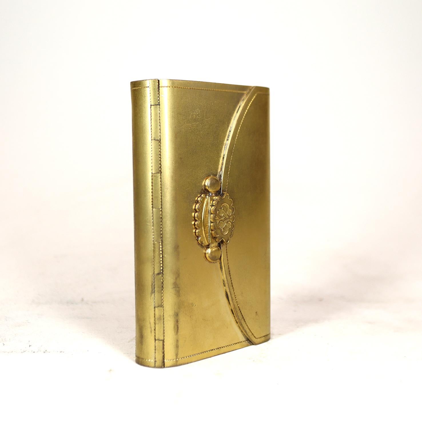 Brass A Very Unusual Travel Clock in The Shape of a Prayer Book For Sale