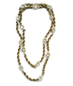 A very very long twist link chain necklace, studded with large pastes, 1980s