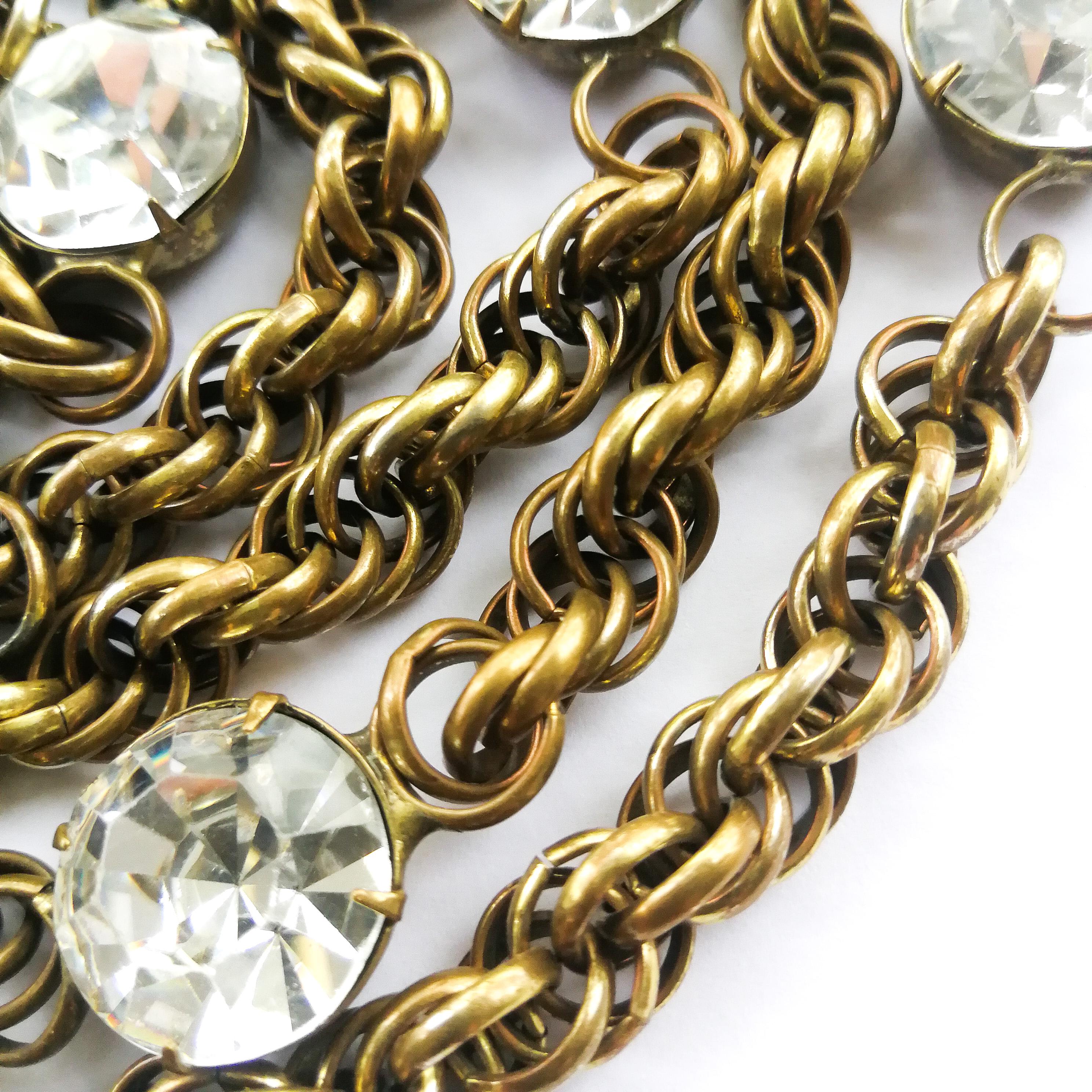 Women's A very very long twist link chain necklace, studded with large pastes, 1980s For Sale