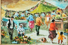 Impressionismus  Pariser Sonntagsmarkt im Freien  Landschaftslandschaft, figuratives Gemälde