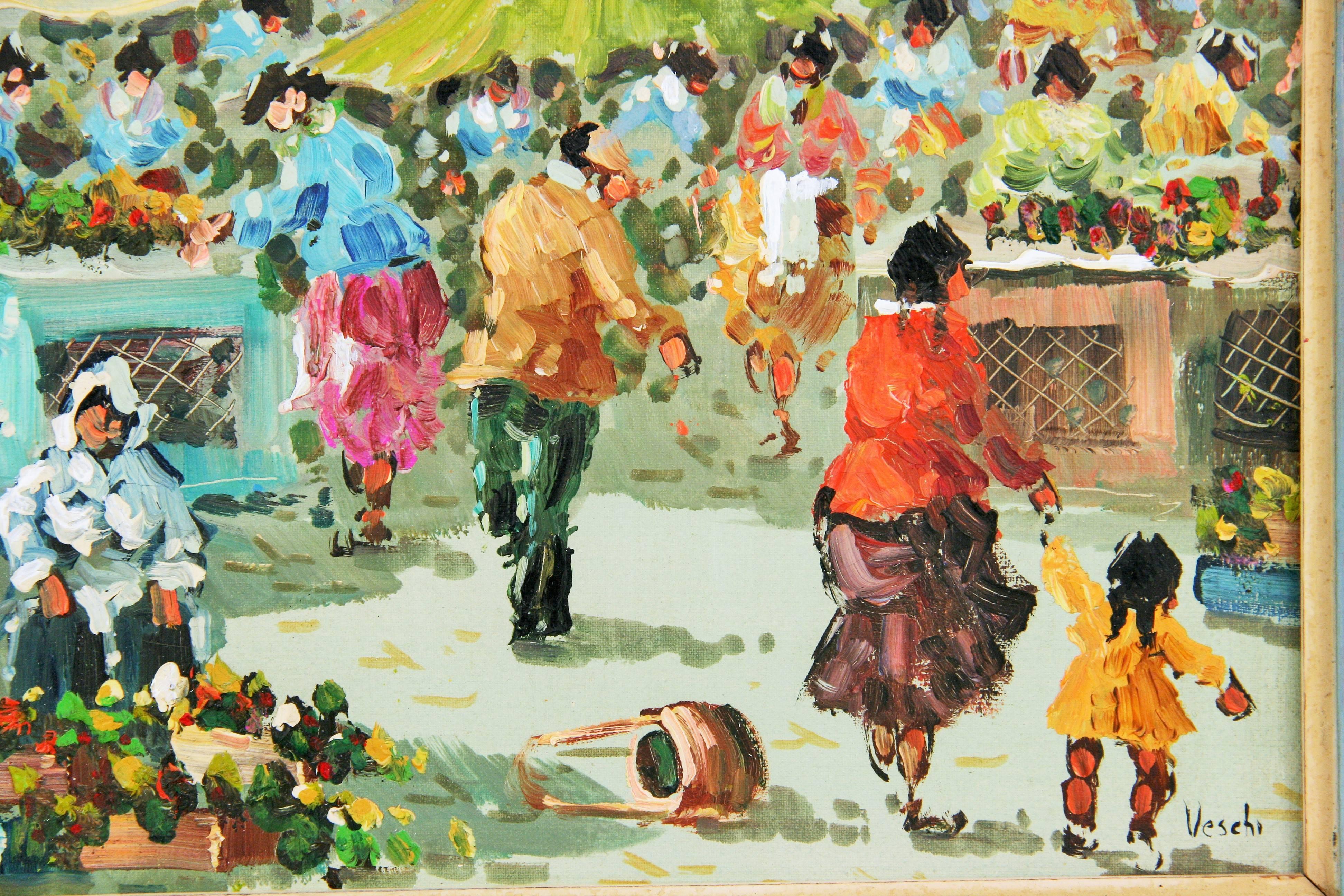Impressionist  Paris Sunday Outdoor Market  Landscape Figurative Painting For Sale 3