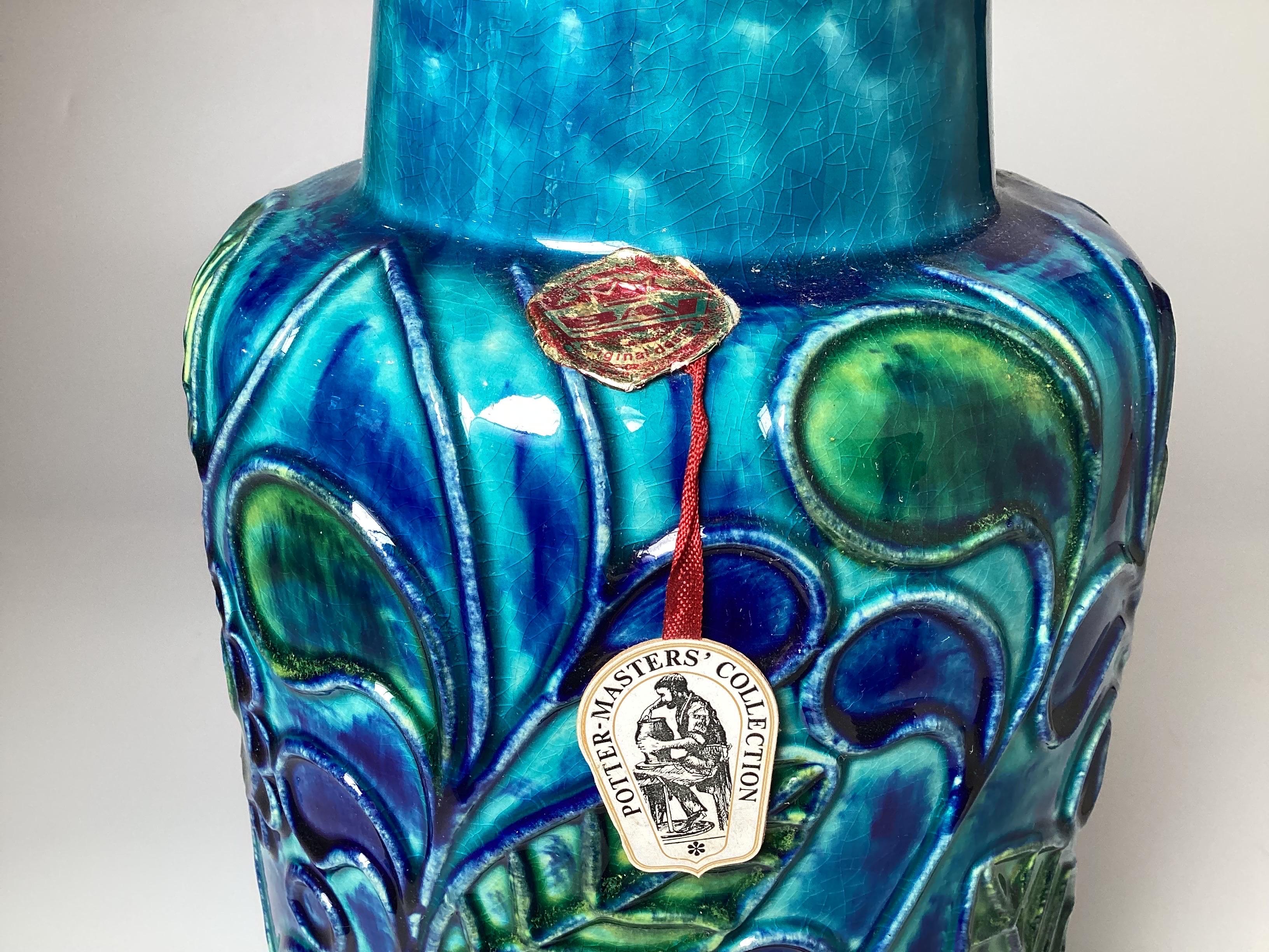 Mid-Century Modern A vibrant Blue Mid Century Modern Ceramic Vase by Bay Keramik