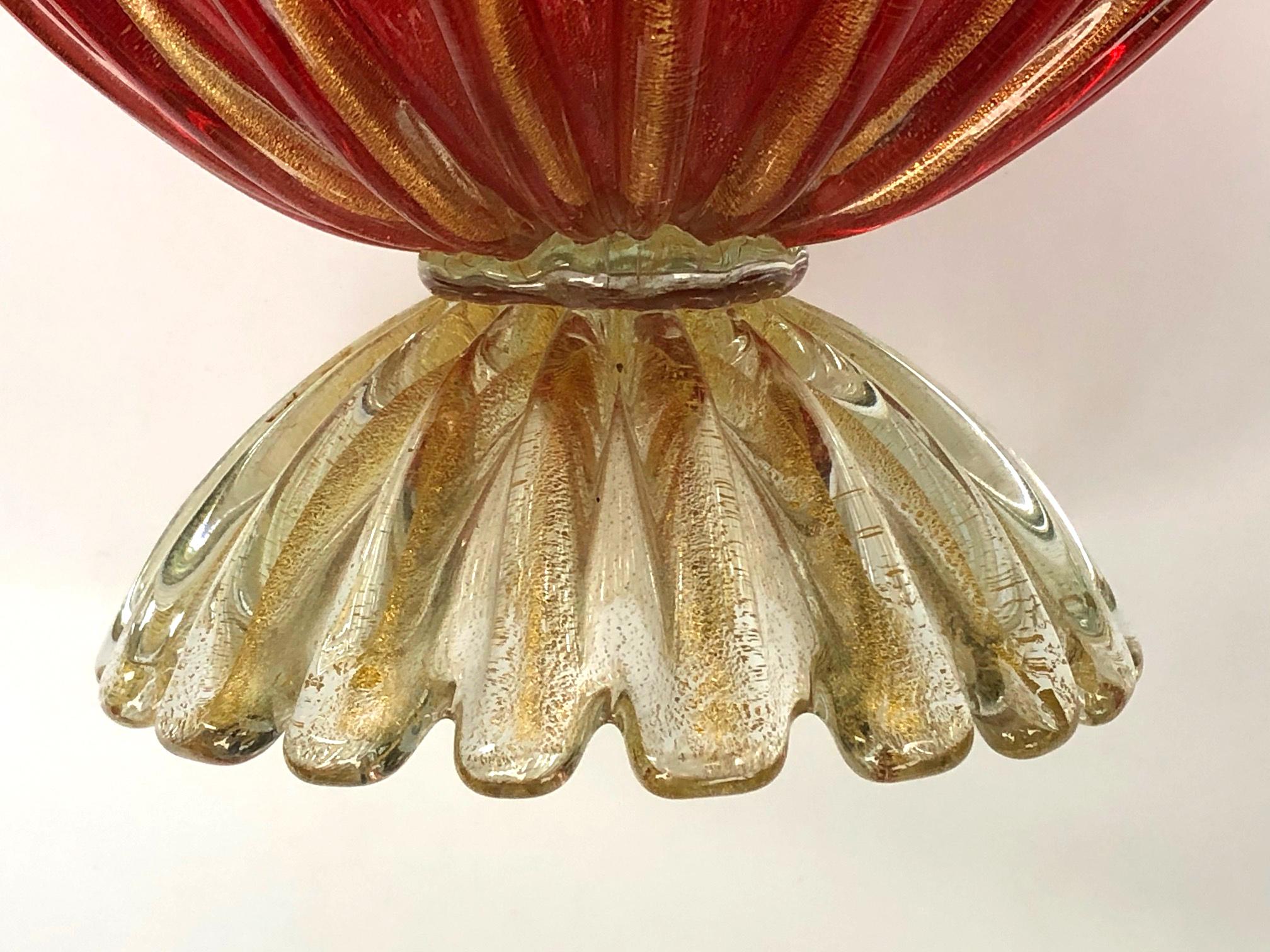 vintage red glass bowl