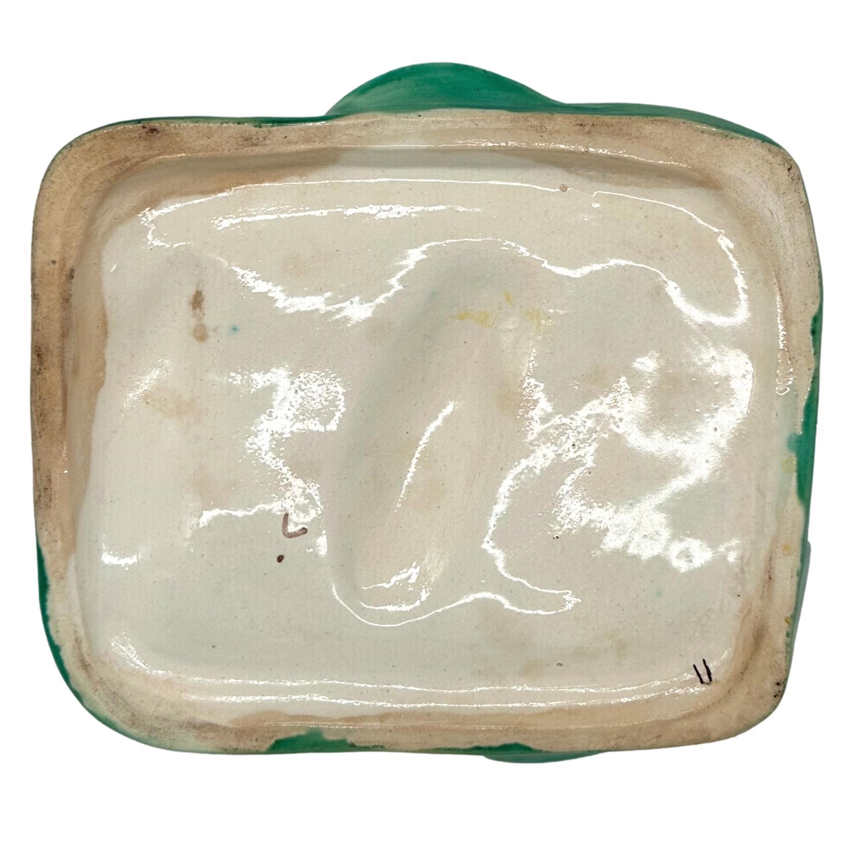 A Victoria Pottery Majolica Cobalt Basketweave Sardine Box, English, ca. 1883 For Sale 8