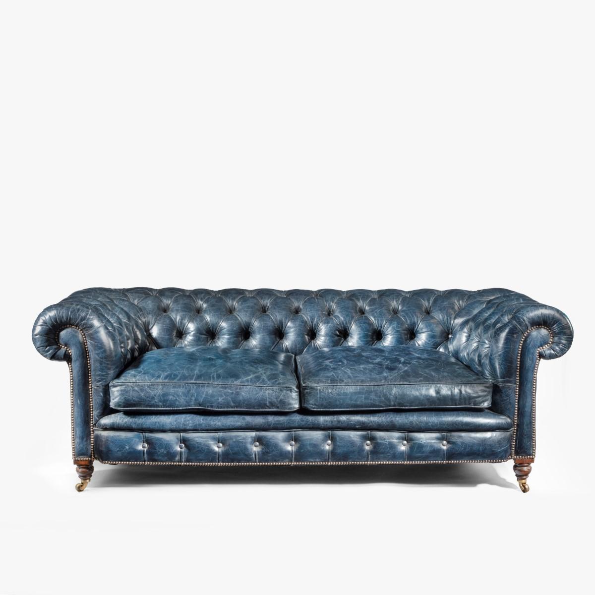 Zweisitziges viktorianisches Chesterfield-Sofa aus Leder (Viktorianisch)