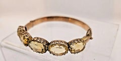 A Victorian 9ct Rose Gold 5 Stone Citrine Bangle / Bracelet. Antique Circa 1880