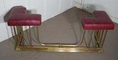 Victorian Adjustable Brass and Leather Club Fender