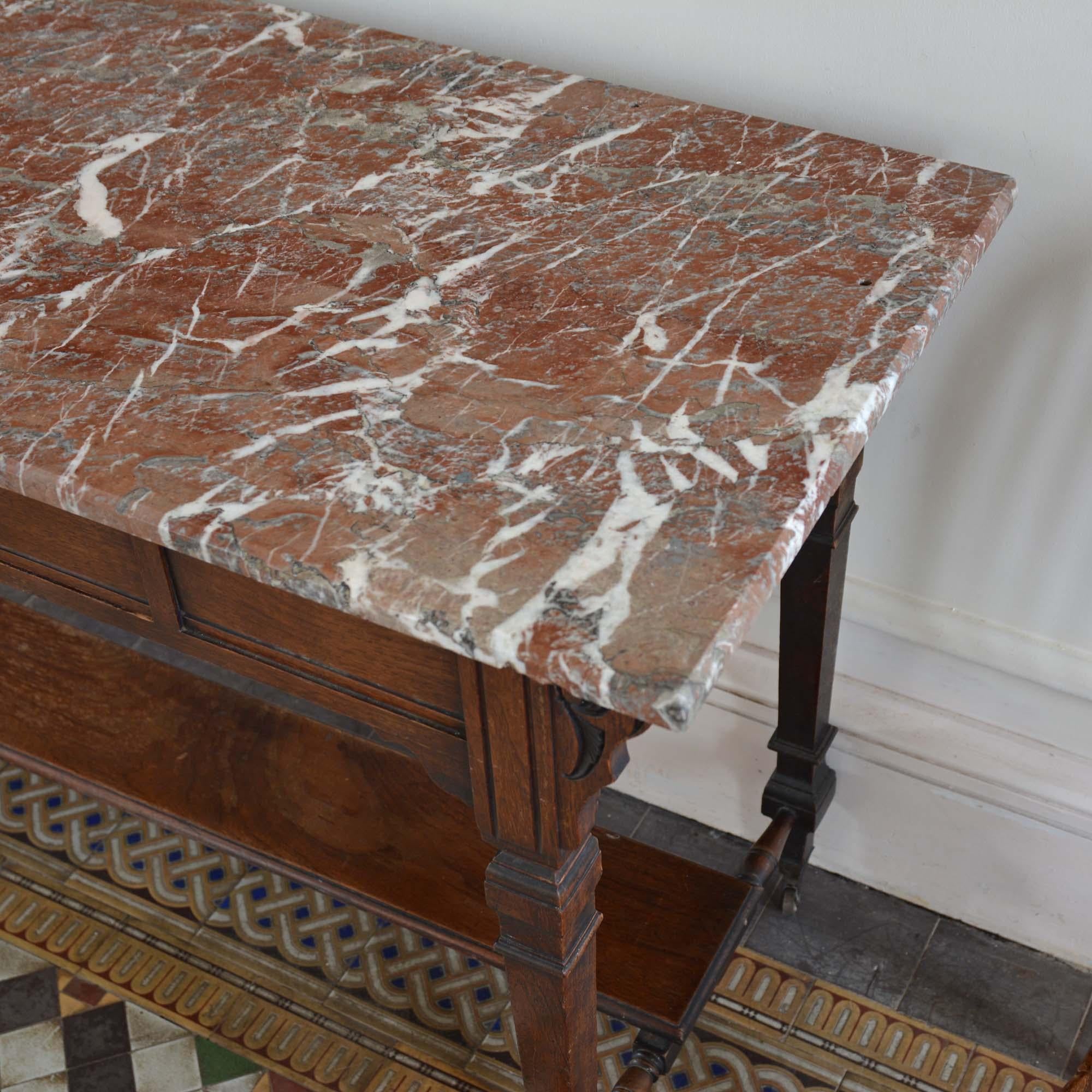 A Victorian Aesthetic Movement marble topped table In Good Condition For Sale In Castle Douglas, GB