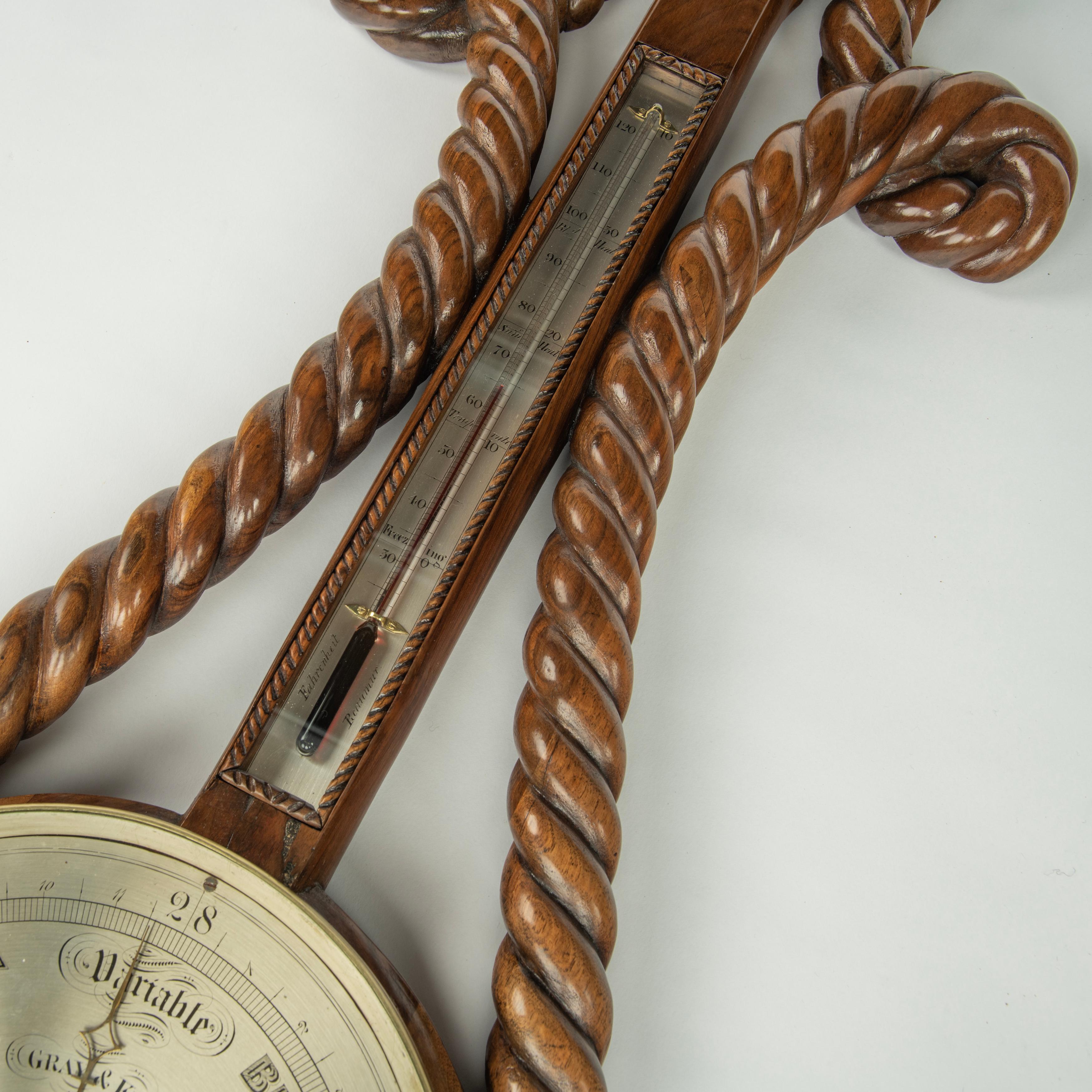 Mid-19th Century A Victorian anchor and rope barometer by Gray and Keen, Liverpool For Sale