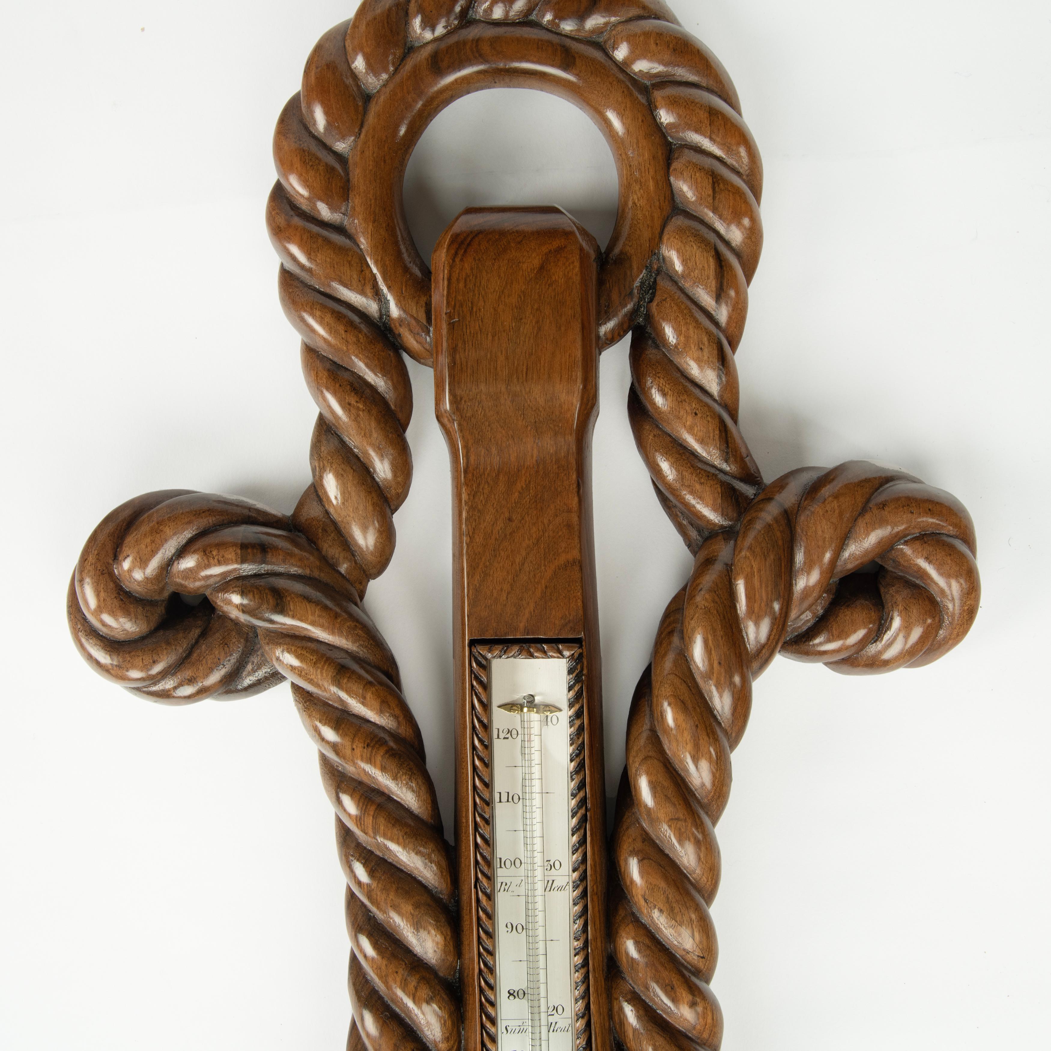 Walnut A Victorian anchor and rope barometer by Gray and Keen, Liverpool For Sale