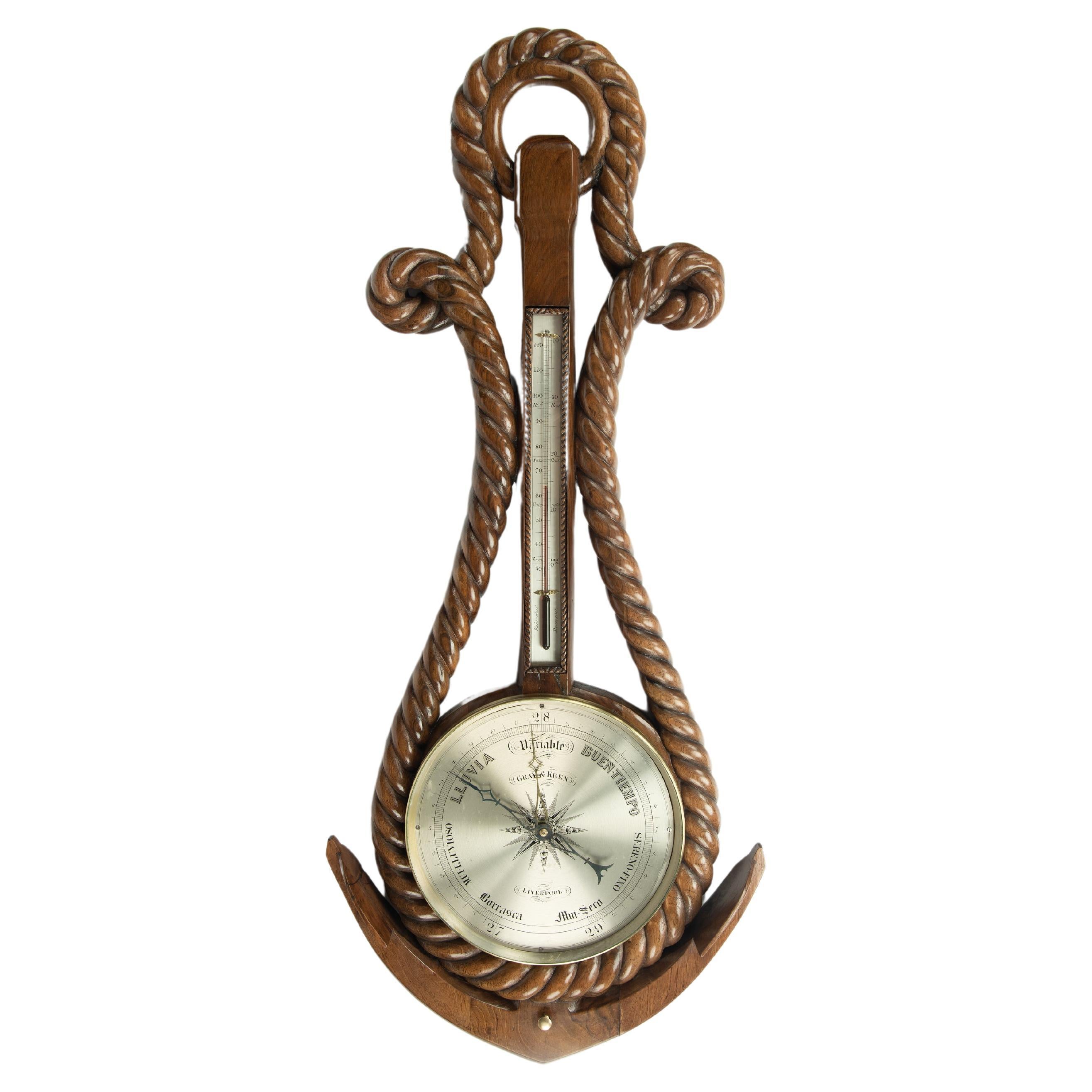 A Victorian anchor and rope barometer by Gray and Keen, Liverpool For Sale