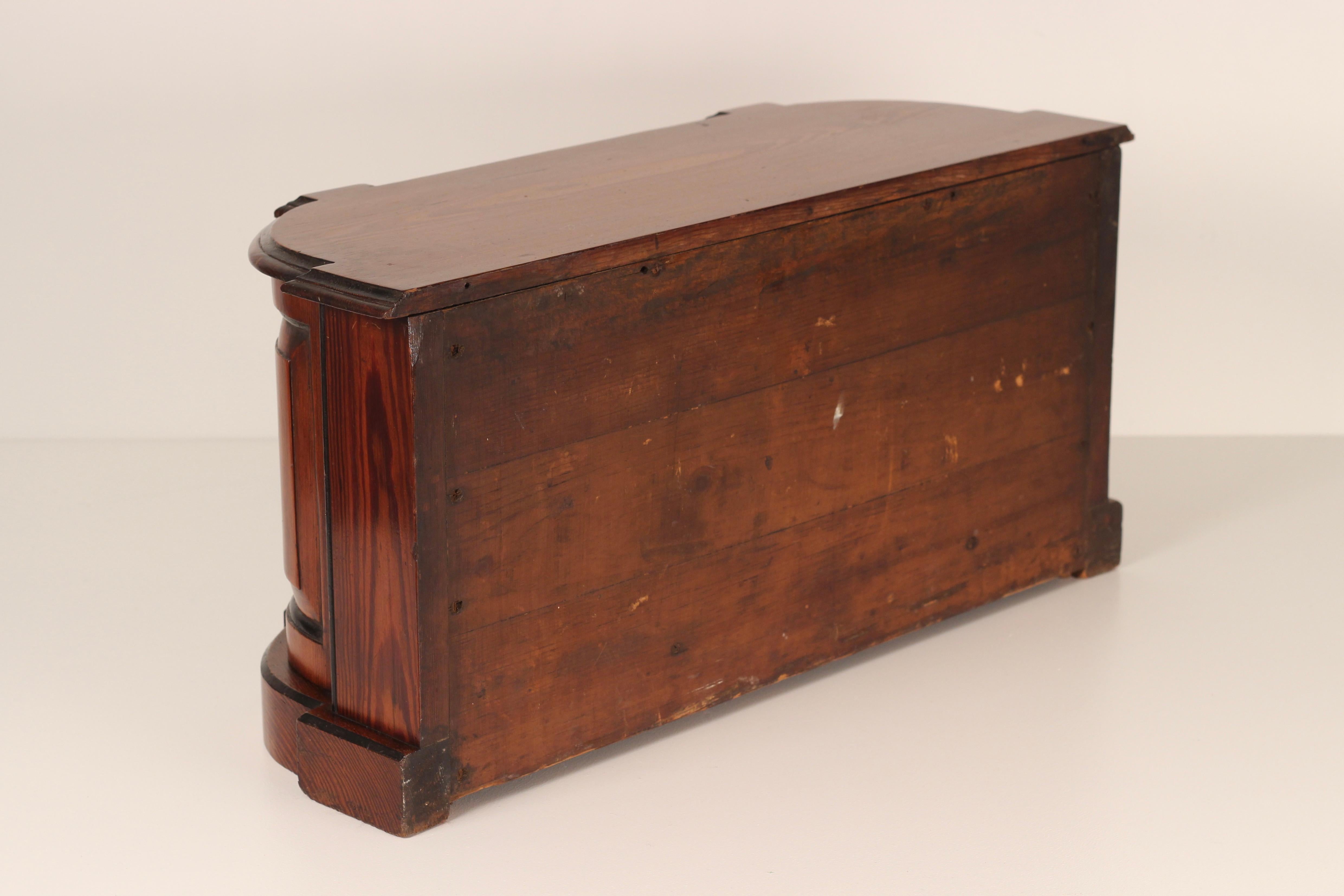 Late 19th Century Victorian Antique Apprentice Piece Miniature Pitch Pine Cabinet 1880 For Sale
