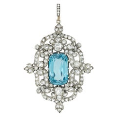 A Victorian Aquamarine, Diamond and Pearl Pendant