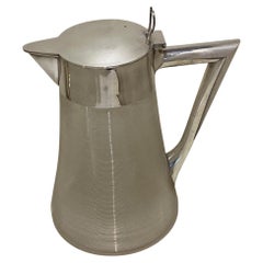 Victorian Asprey & Co Ribbed Glass Sterling silver Lemonade Pimm's Jug, C 1898