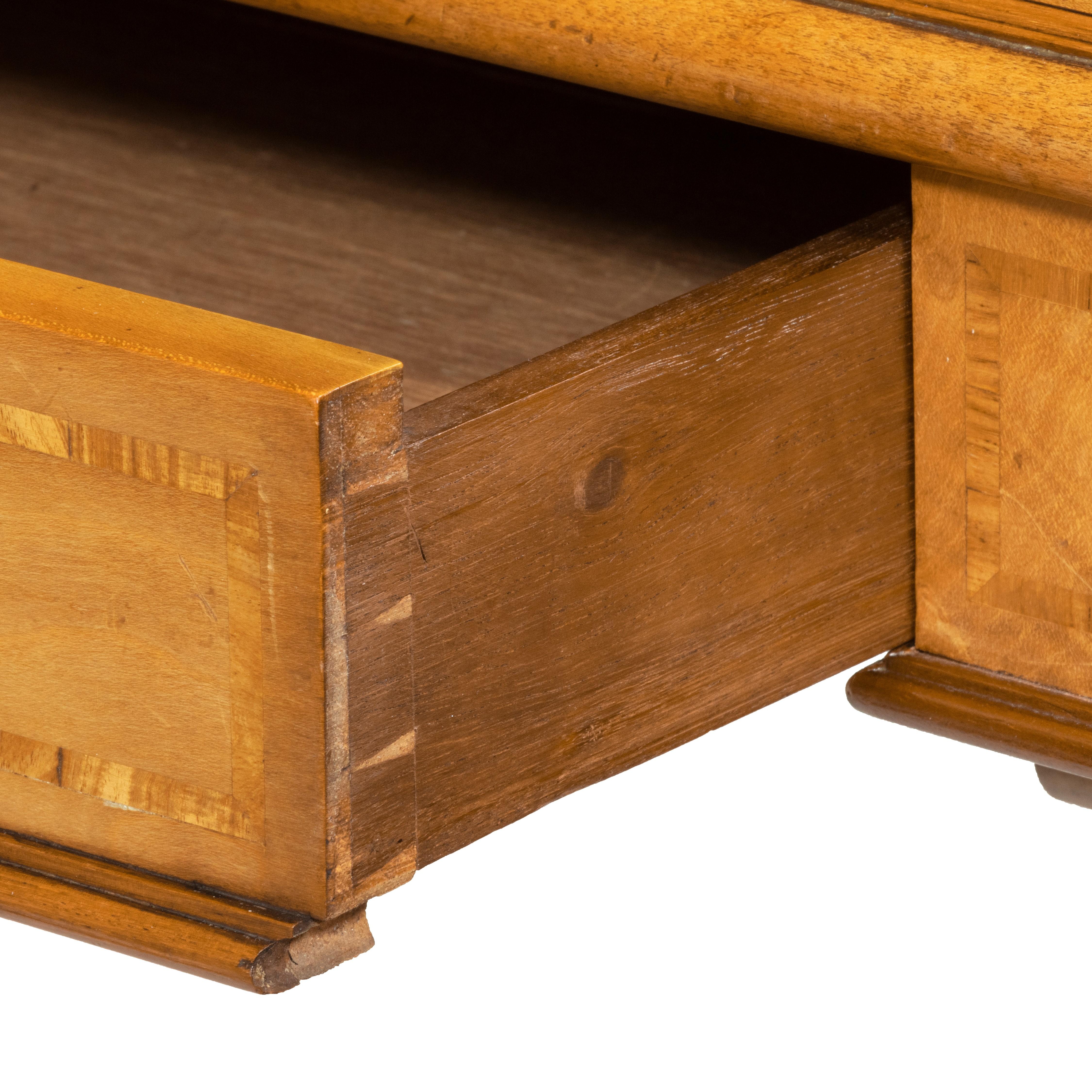 English Victorian Birch or Satinwood Writing Table, Attributed to Holland and Sons For Sale
