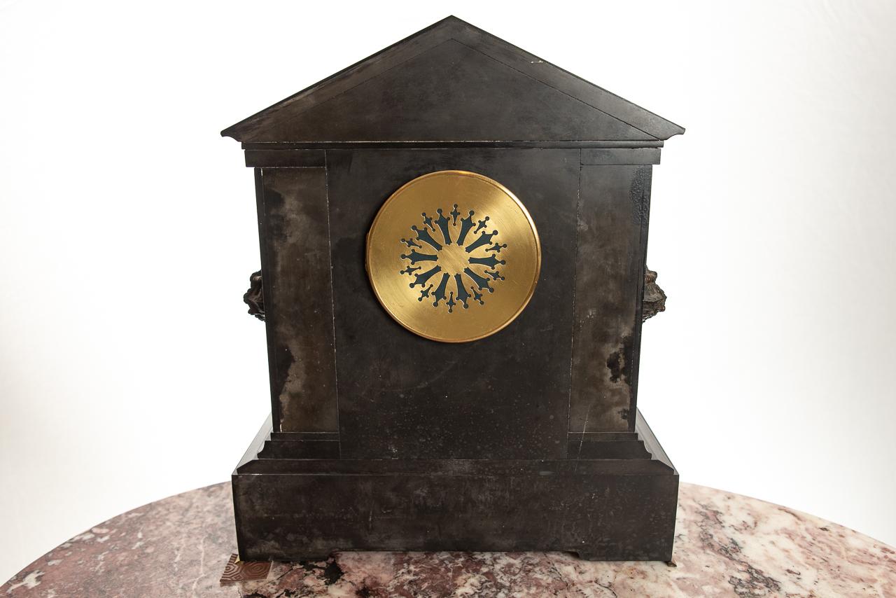 French Victorian Black Slate/Marble Clock of Nautical Interest For Sale