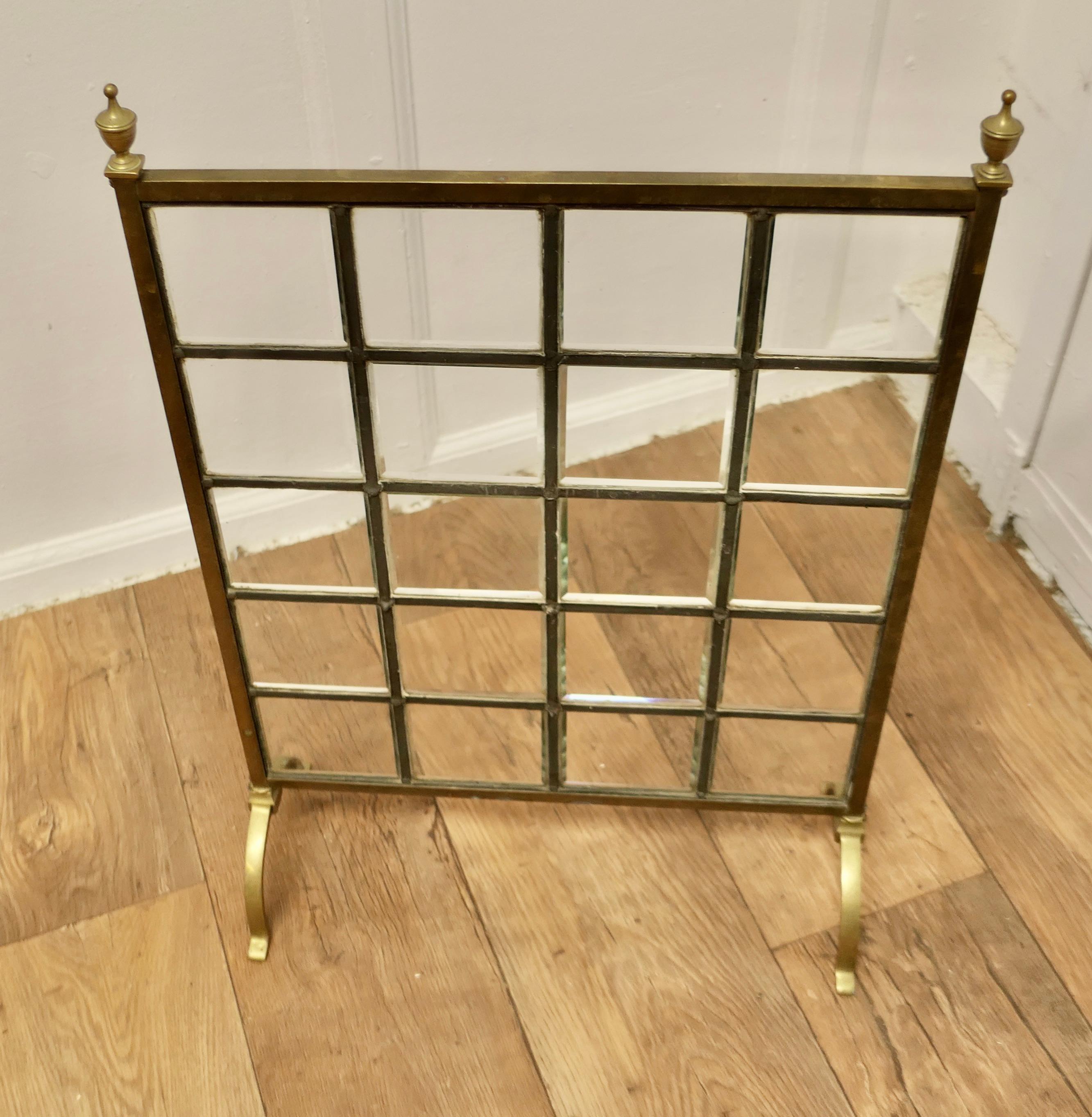 A Victorian Brass and Glass Art Nouveau Fire Screen    In Good Condition For Sale In Chillerton, Isle of Wight