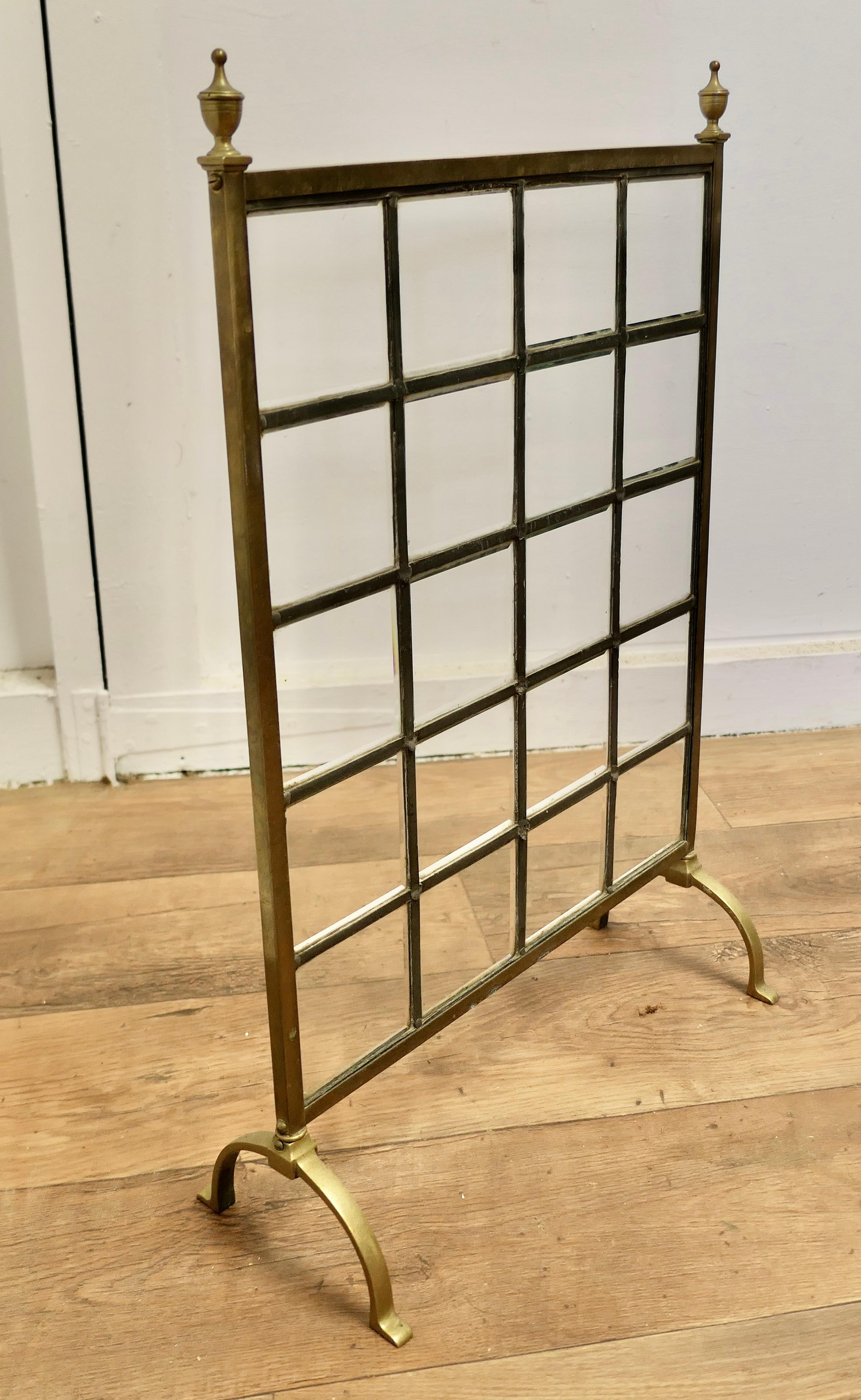 A Victorian Brass and Glass Art Nouveau Fire Screen    For Sale 1