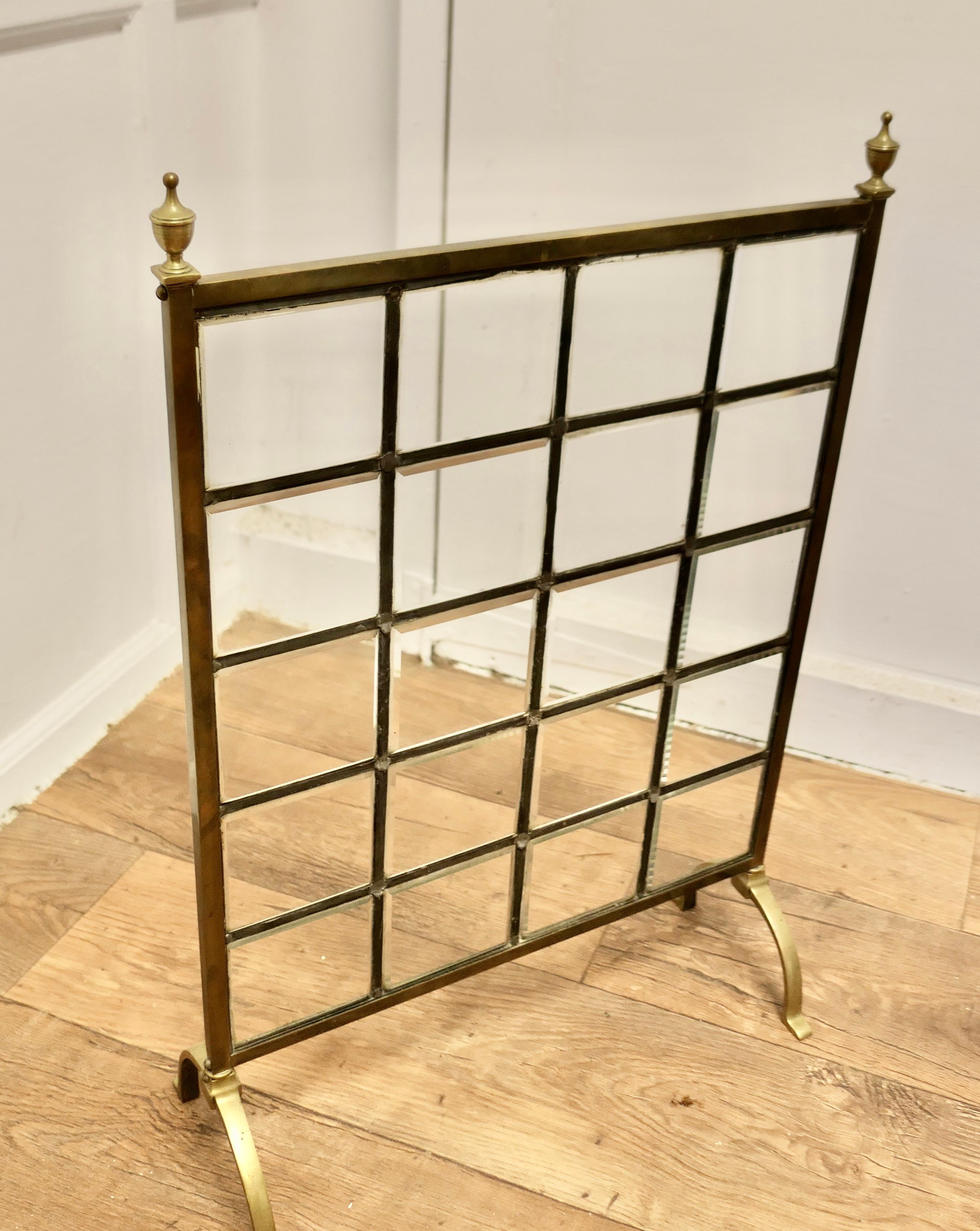 A Victorian Brass and Glass Art Nouveau Fire Screen    For Sale 2