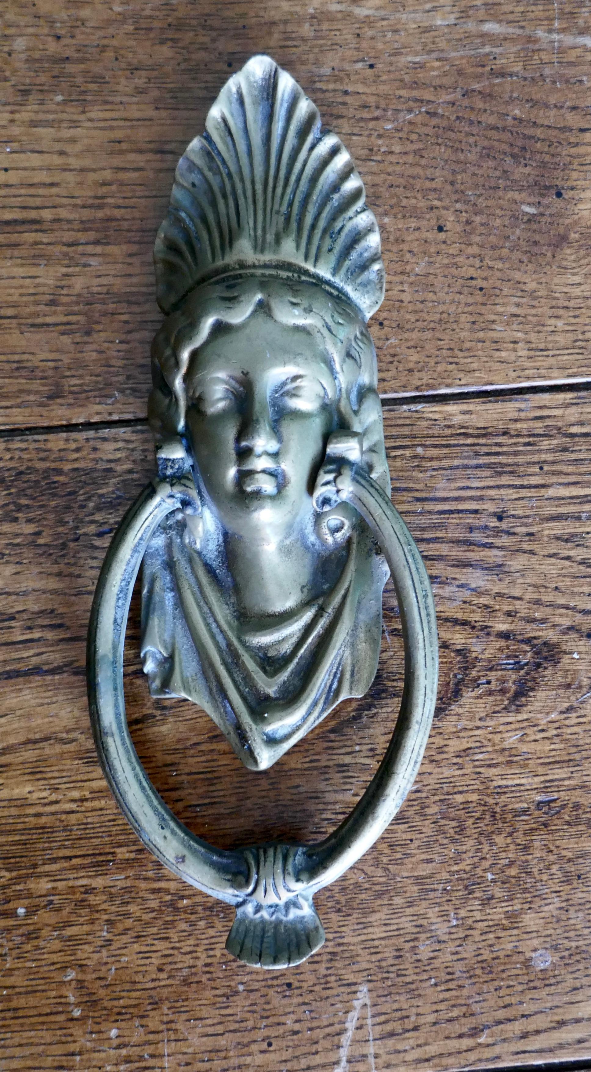 19th Century Victorian Brass Caryatid Door Knocker