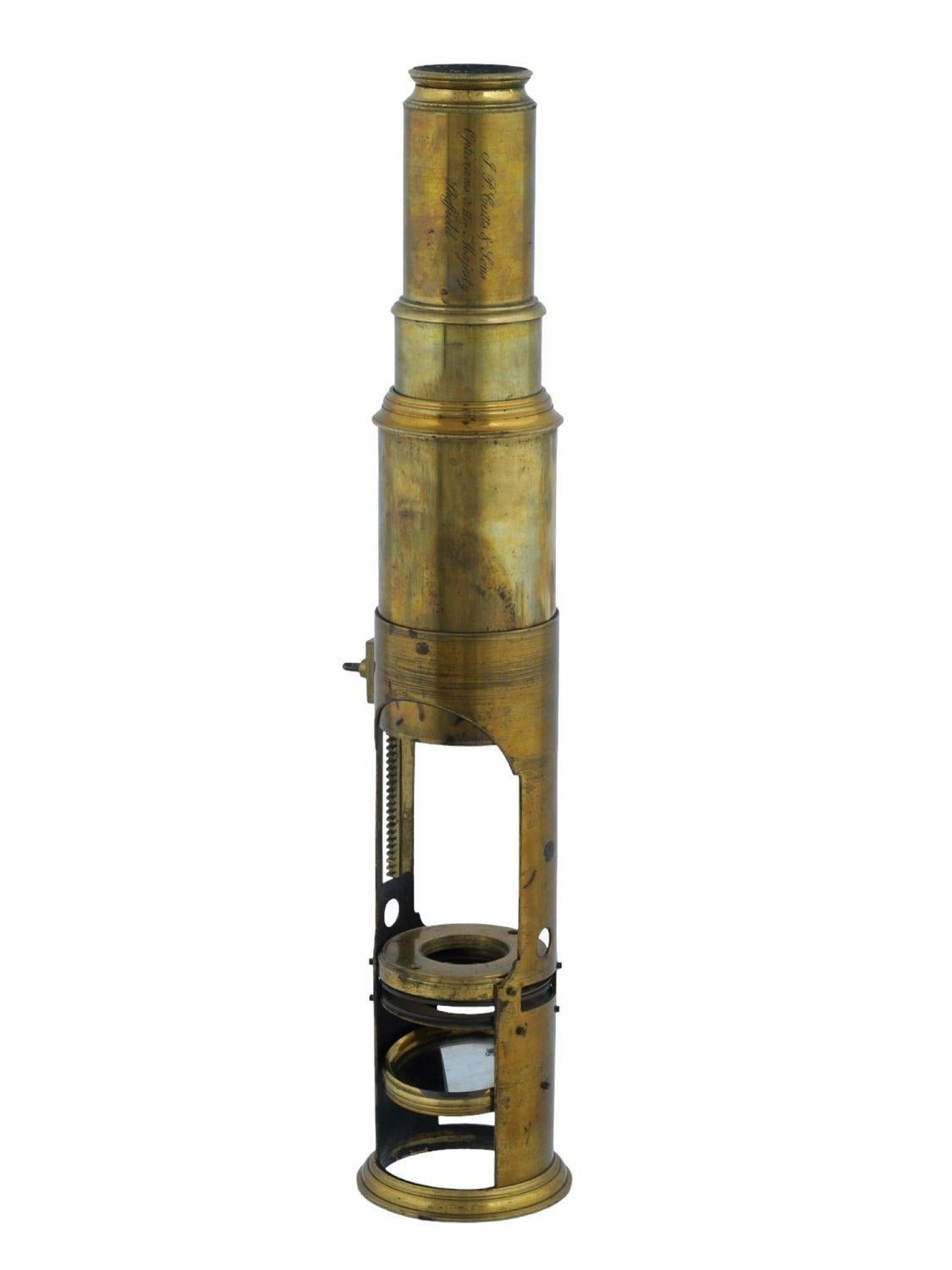 A Victorian Brass Microscope By J.P. Cutts & Sons In Good Condition In New York, NY