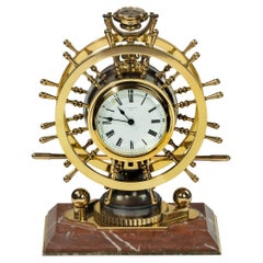 Antique Victorian Brass Novelty Clock by Elkington & Co