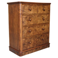 Antique Victorian Burr Walnut Chest of Drawers