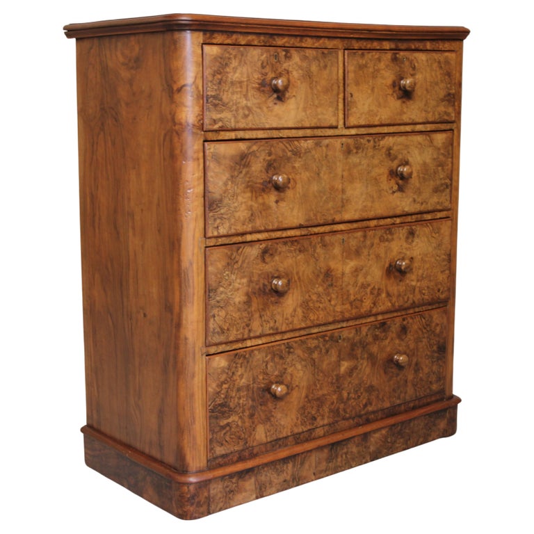 Victorian Burr Walnut Chest of Drawers at 1stDibs
