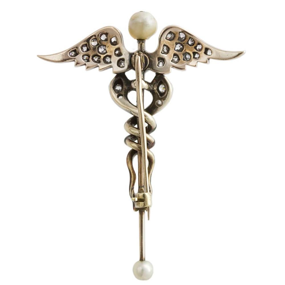 Victorian Caduceus Brooch In Good Condition For Sale In London, GB